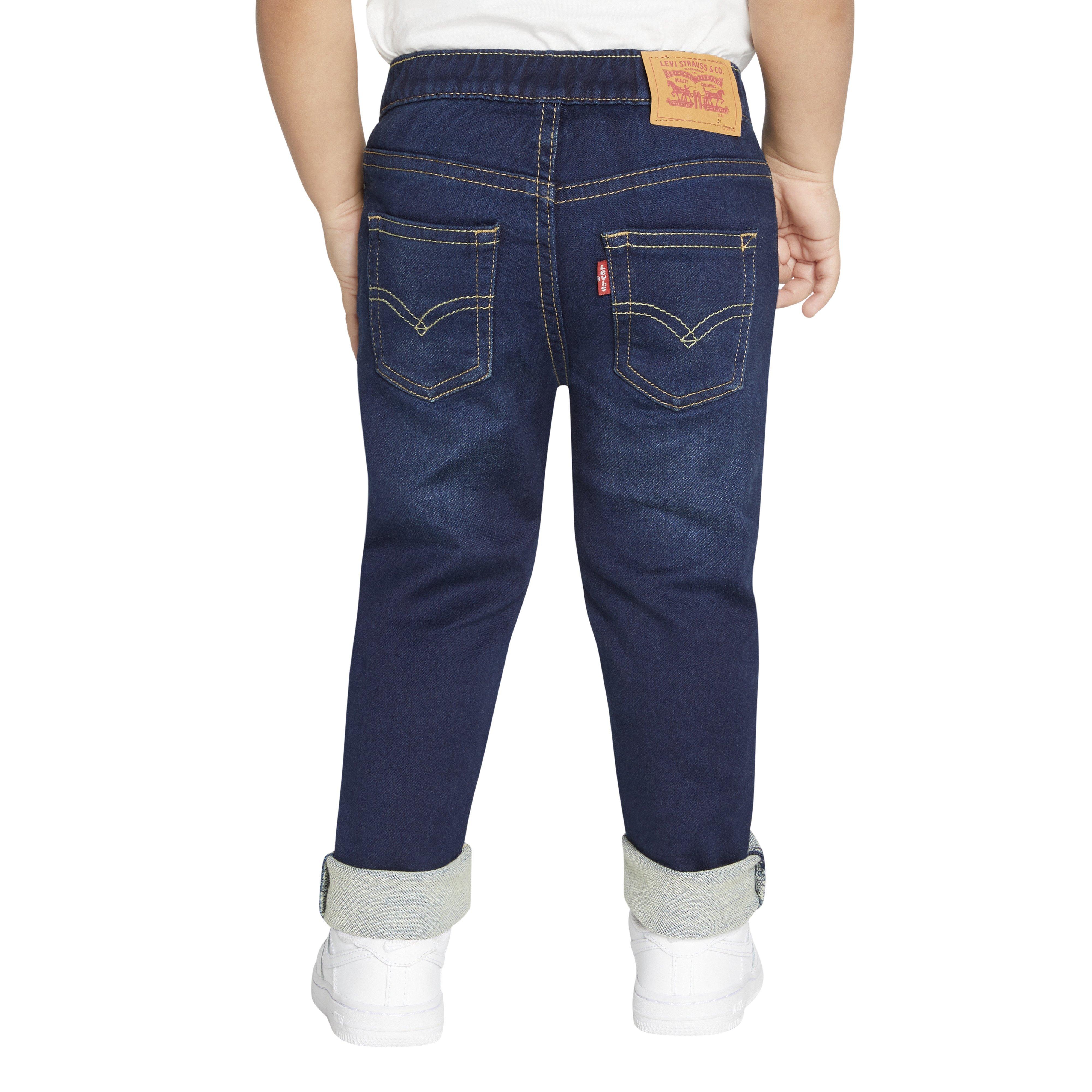 Levi's Toddler Boys' Skinny Fit Dark Blue Wash Pull On Jeans - DARK BLUE Thumbnail View 2
