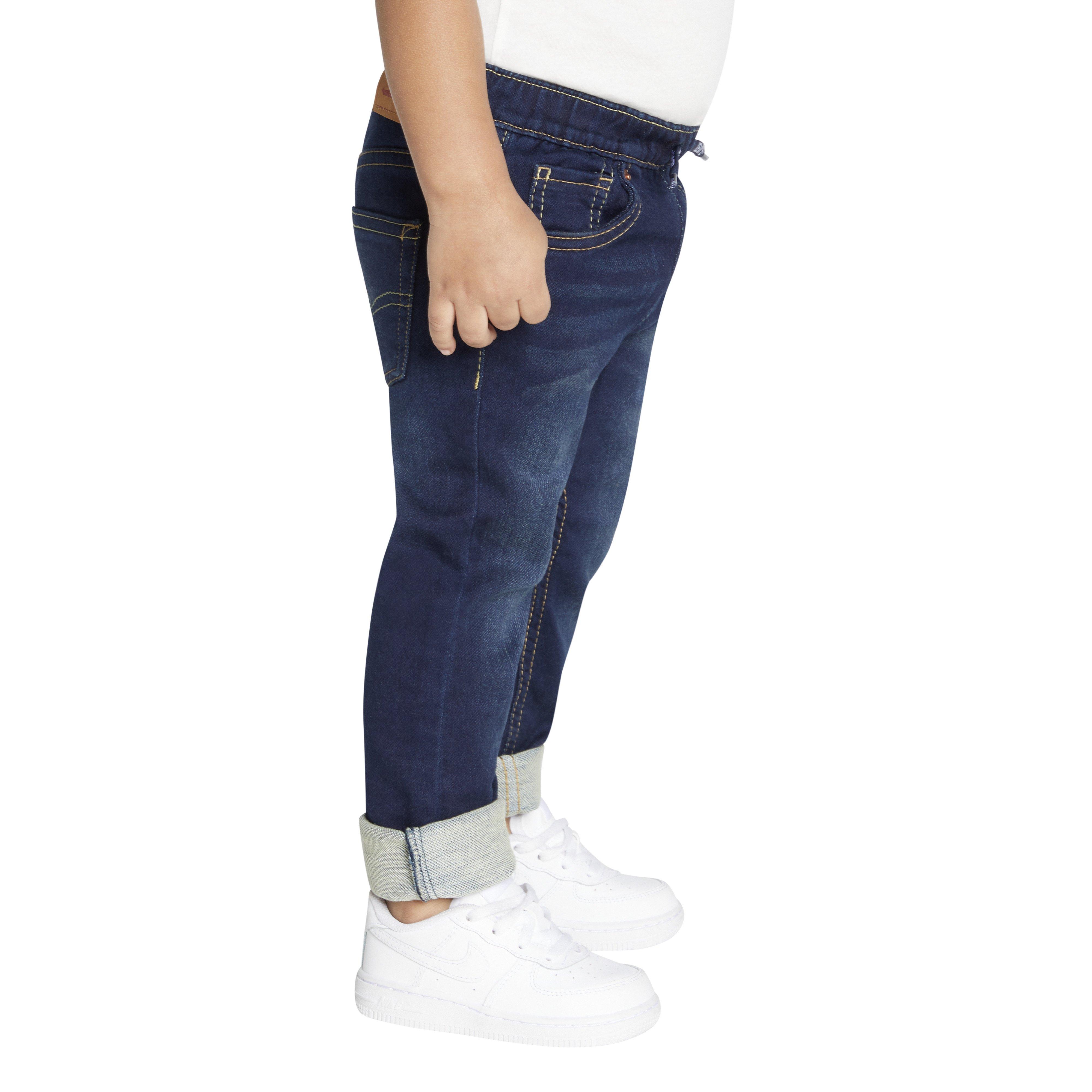 Levi's Toddler Boys' Skinny Fit Dark Blue Wash Pull On Jeans - DARK BLUE Thumbnail View 3