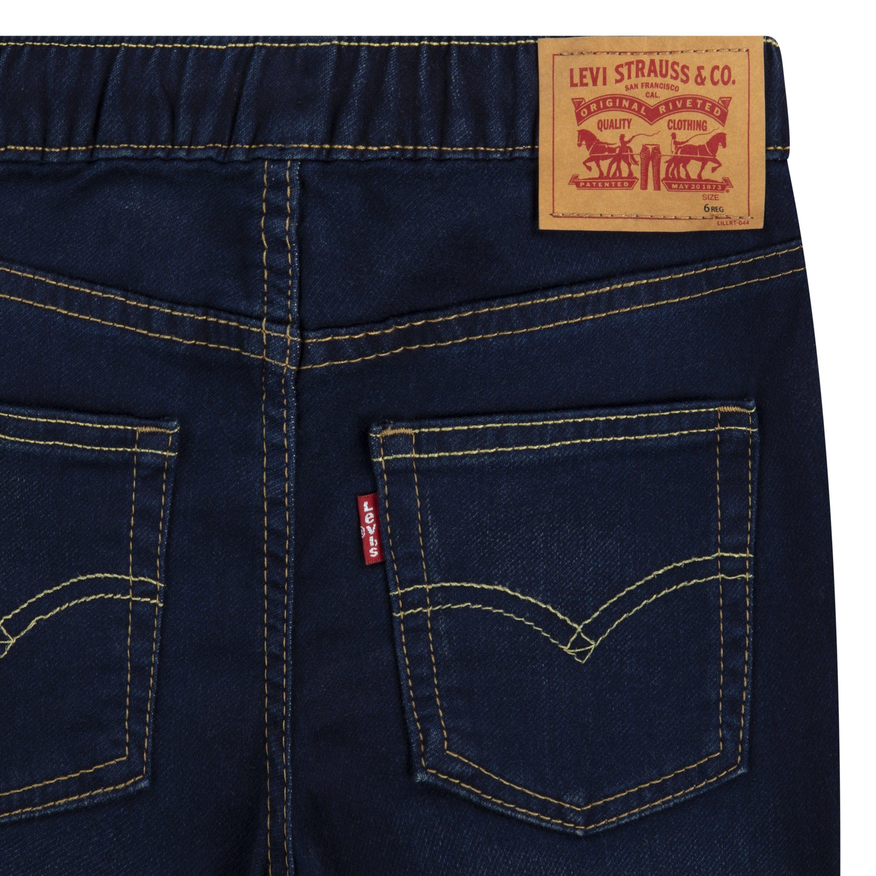 Levi's Little Boys' Skinny Fit Dark Blue Wash Pull On Jeans - DARK BLUE Thumbnail View 6