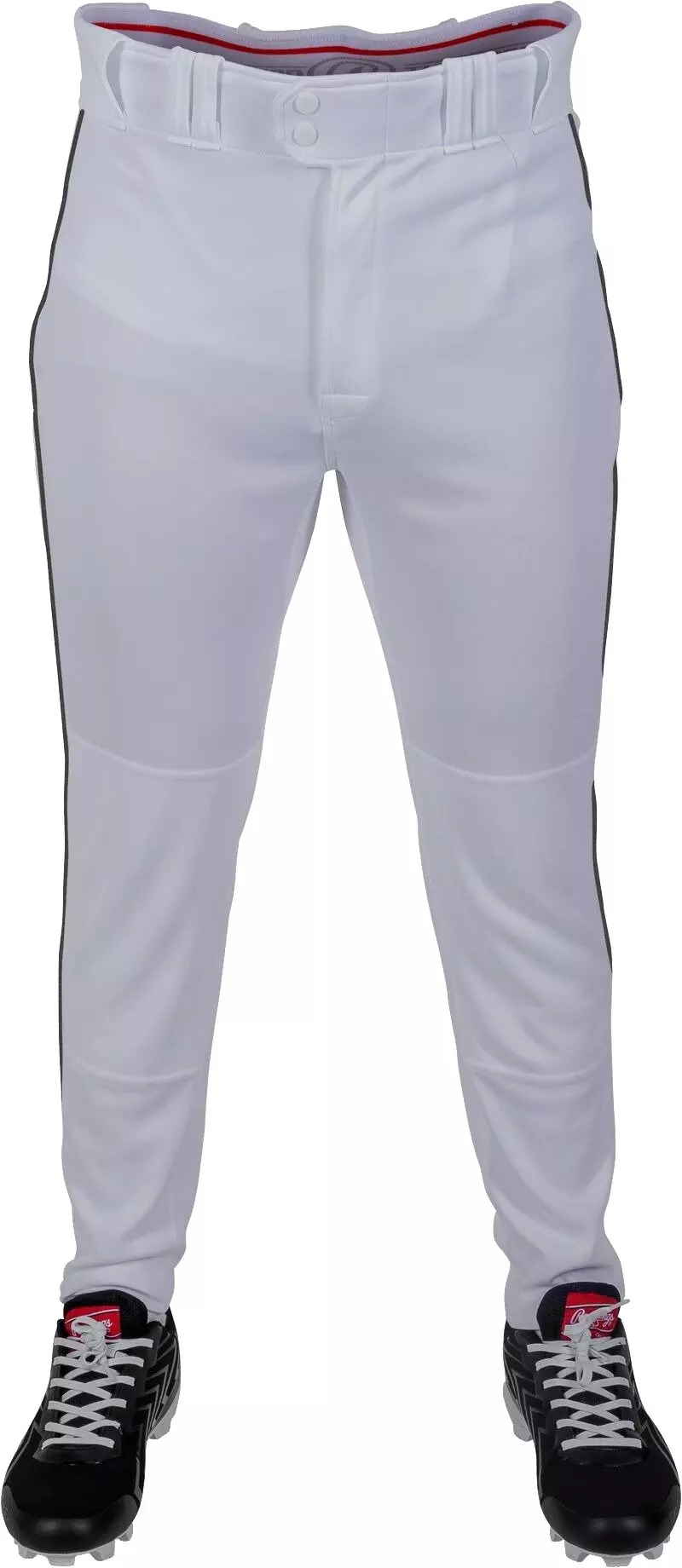 Rawlings Men's 150 Jogger Fit Piped Baseball Pants - White/Black - WHITE/BLACK