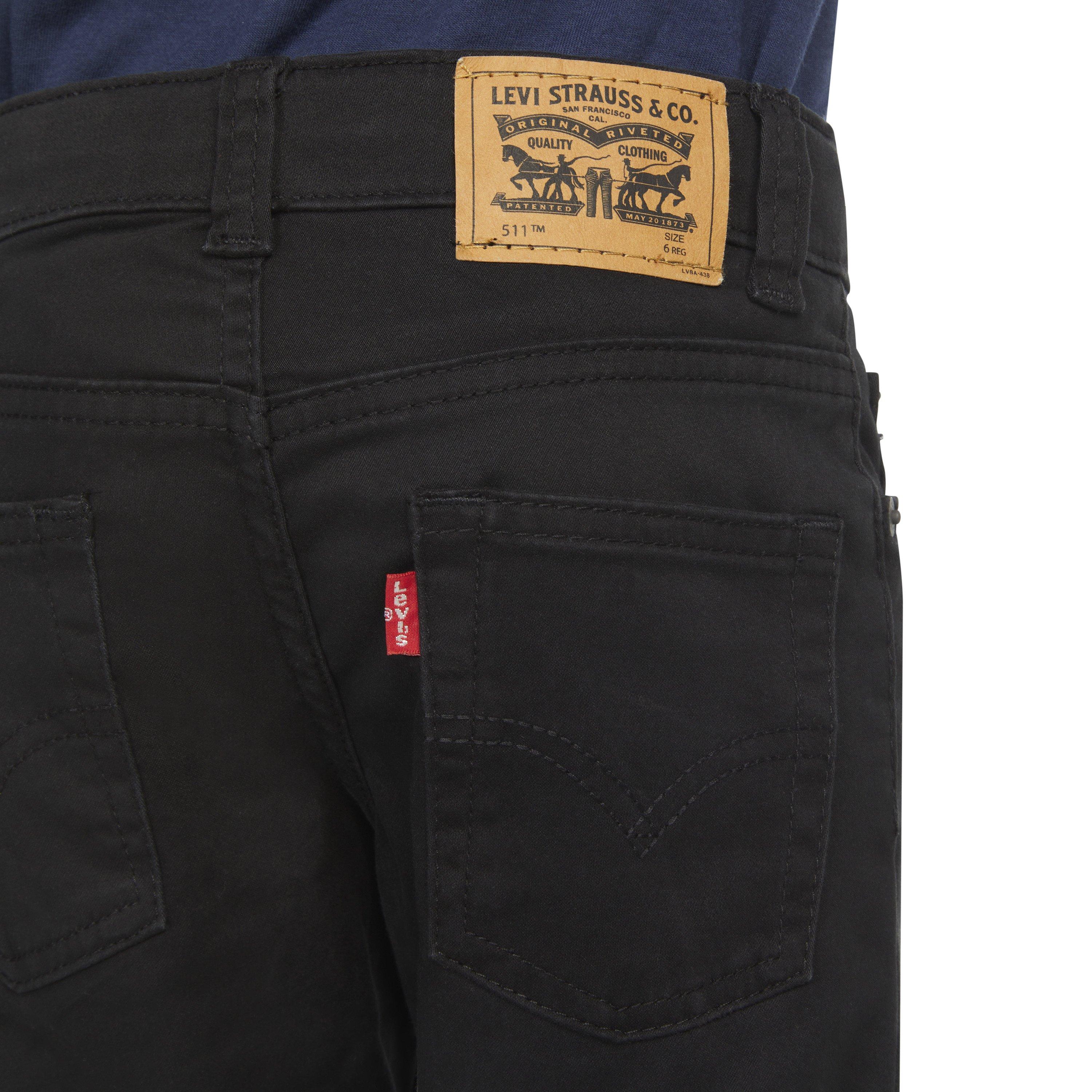 Levi's 511 Slim Fit Soft Brushed Little Boys' Suede Pants - Black - BLACK Thumbnail View 6