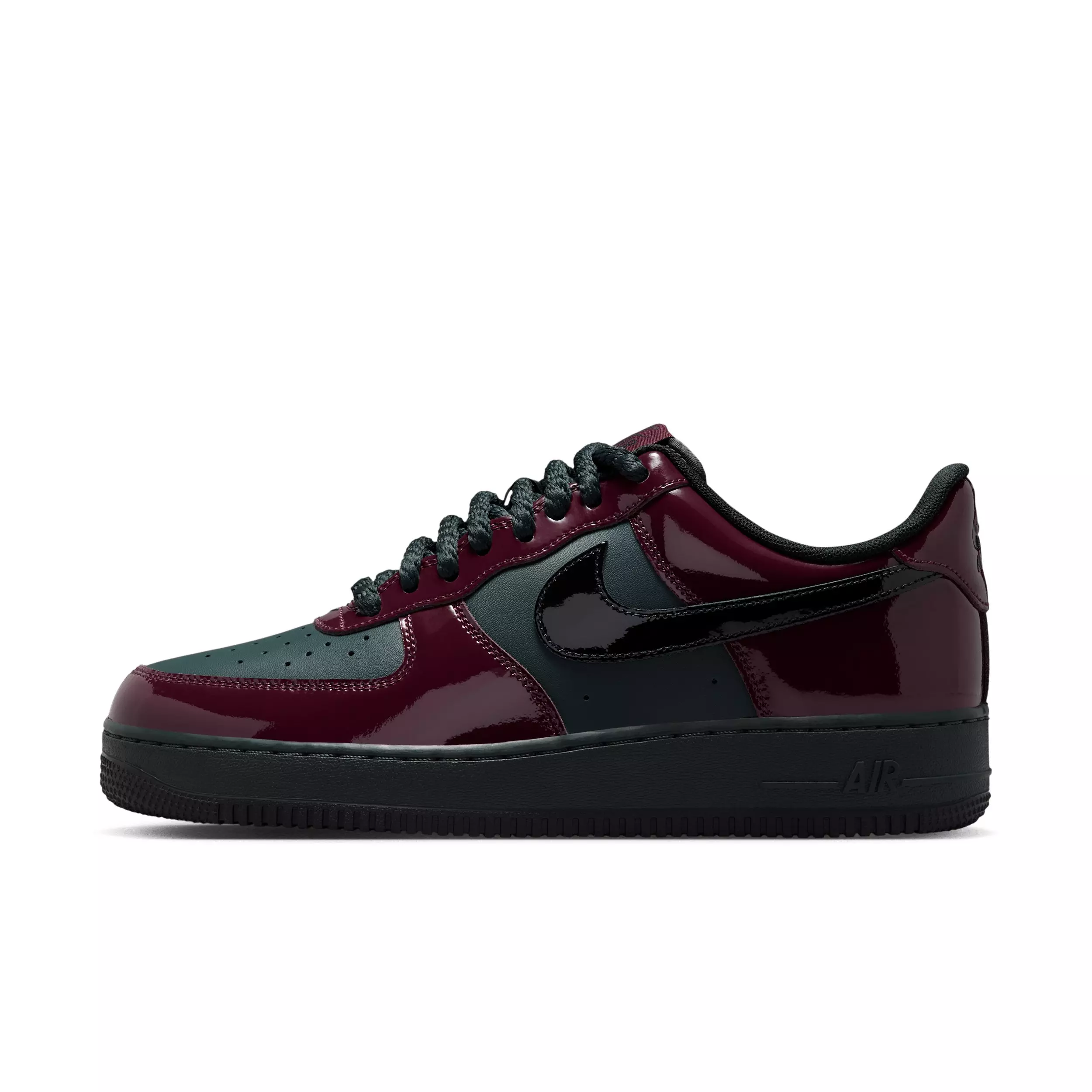 Nike Air Force 1 '07 LV8 "Black Spruce/Burgundy Crush/Black" Men's Shoe - BLACK/BURGUNDY/BLACK