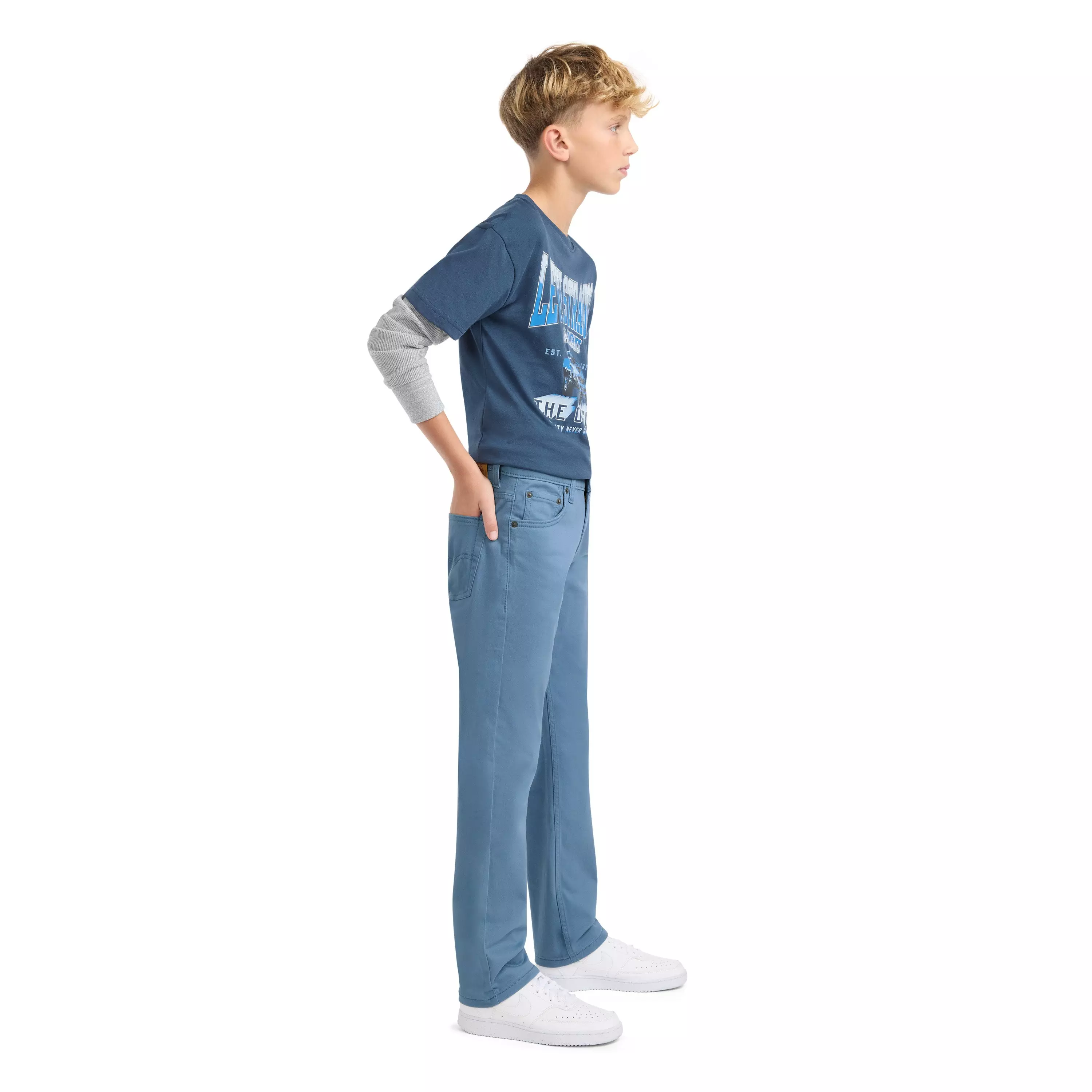 Levi's Big Boys' 511 Slim Fit Soft Brushed Sueded Pants - Blue - BLUE