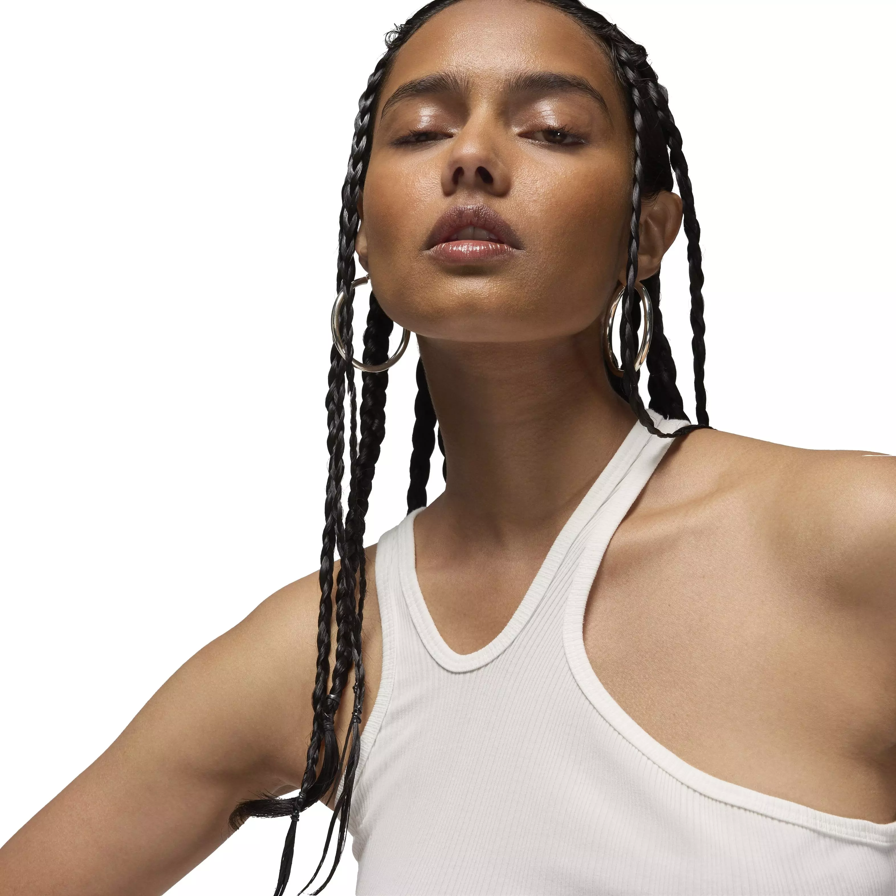 Jordan Women's Asymmetrical Ribbed Tank -White - WHITE