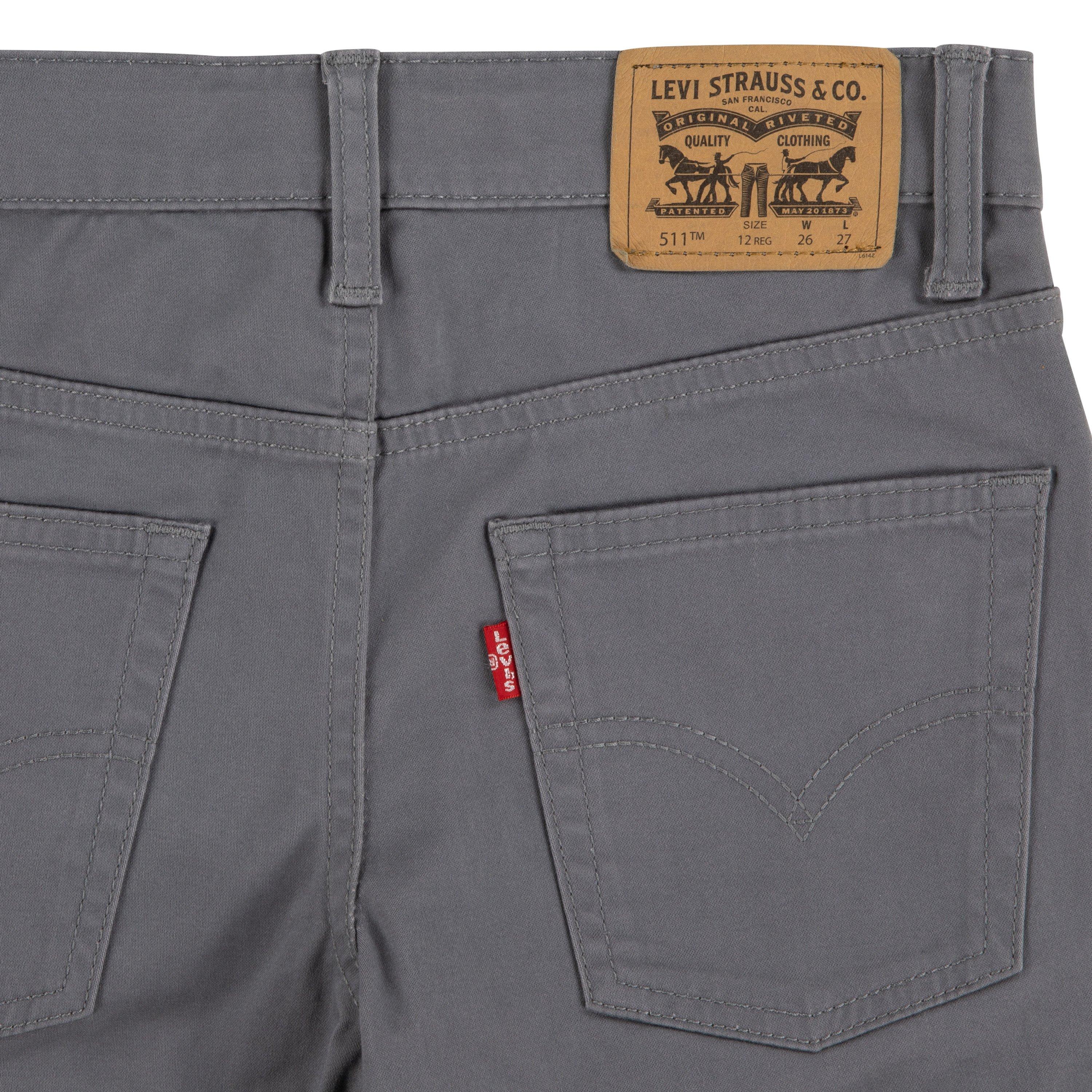 Levi's Big Boys' 511 Slim Fit Soft Brushed Grey Sueded Pants - GREY Thumbnail View 6