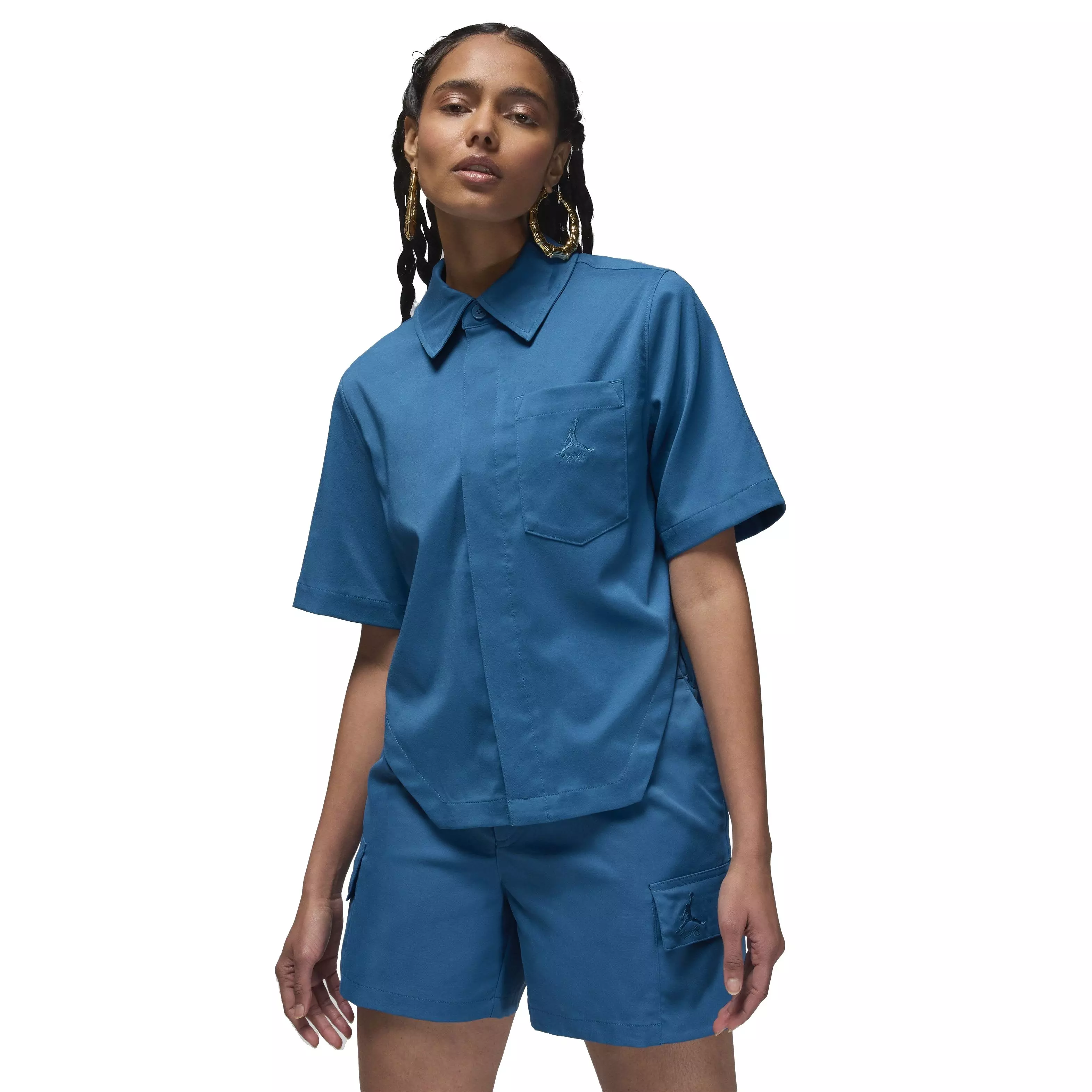 Jordan Women's Woven Crop Top -Blue - BLUE