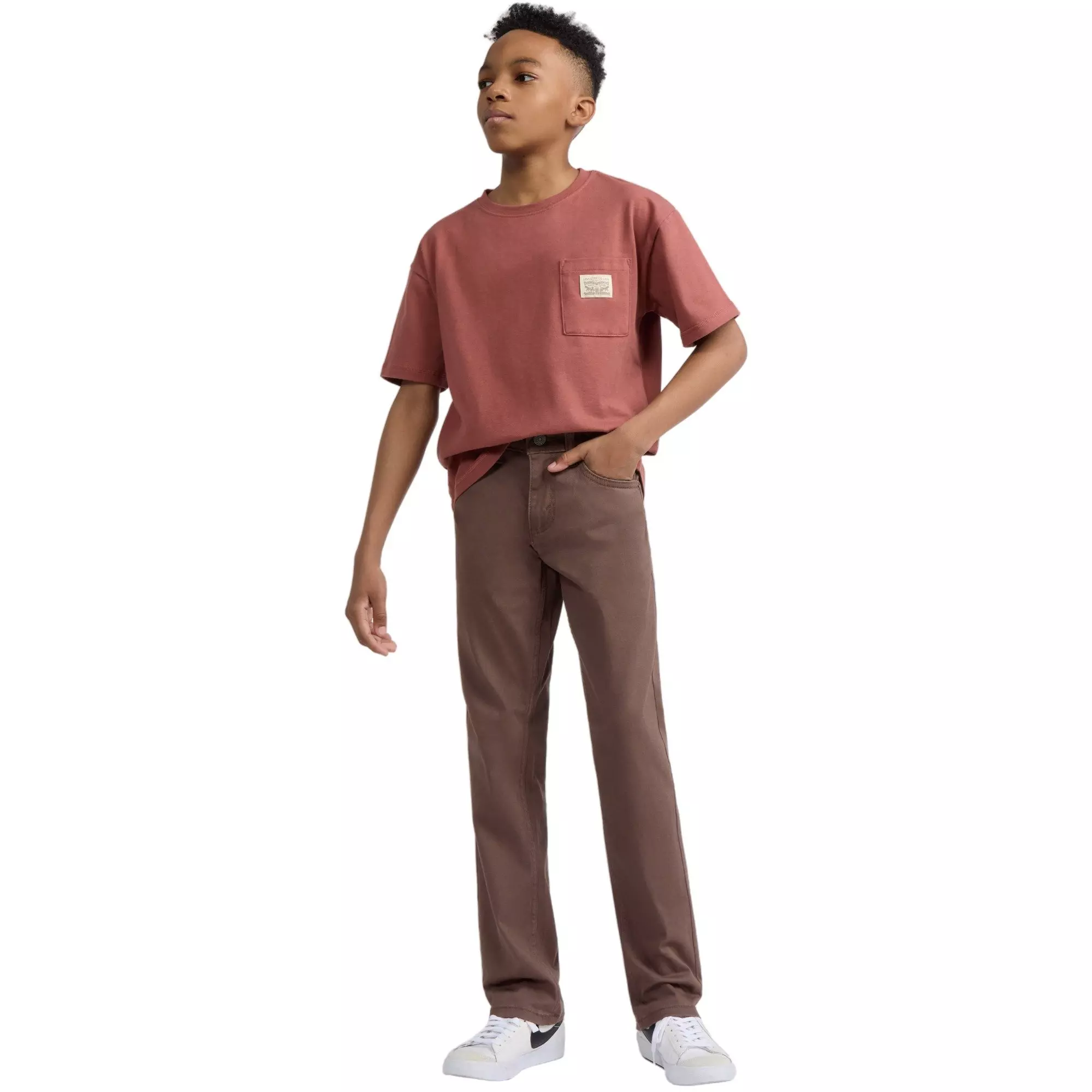 Levi's Big Boys' 511 Slim Fit Soft Brushed Sueded Pants - Brown - BROWN