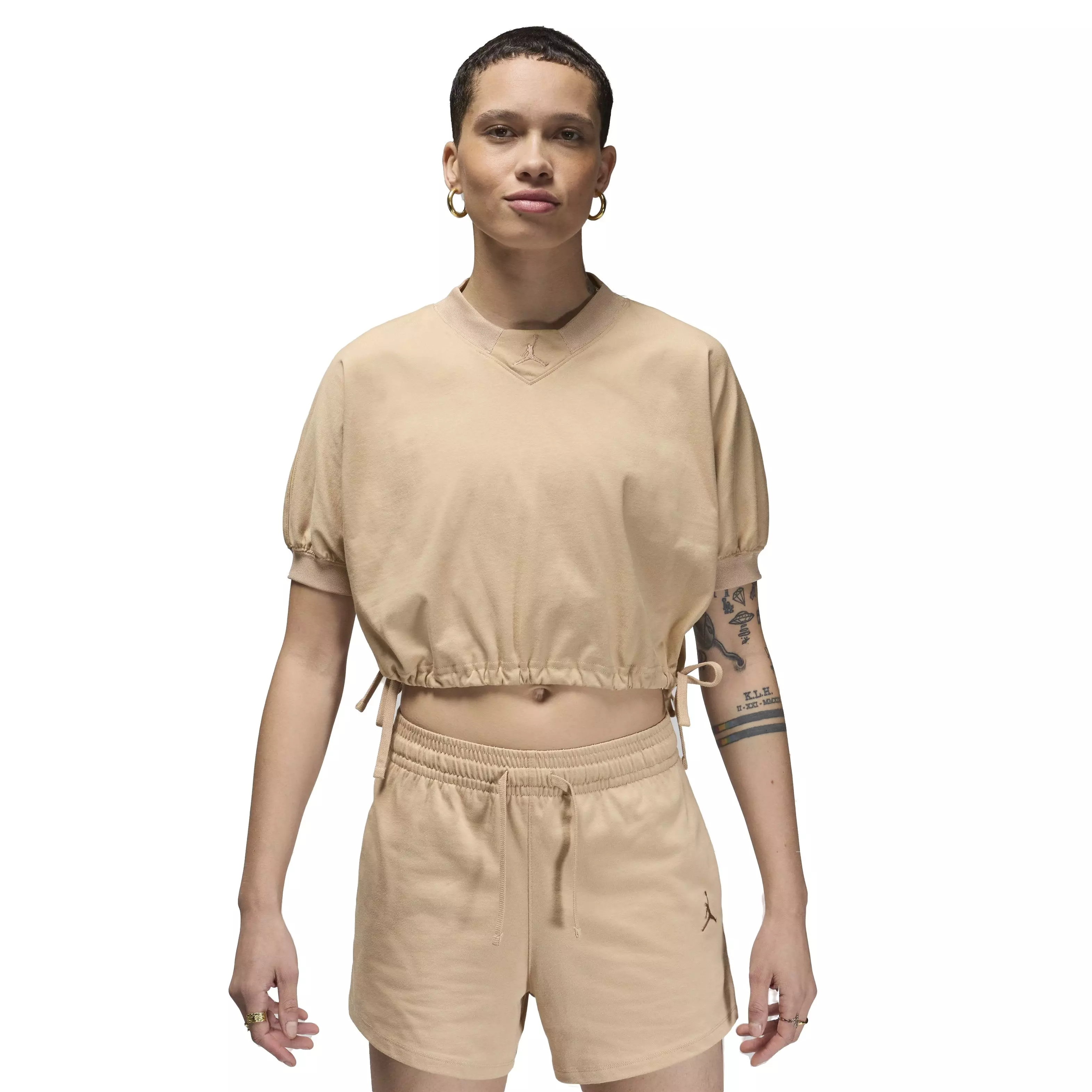 Jordan Women's Short-Sleeve Knit Solid Top -Brown - BROWN