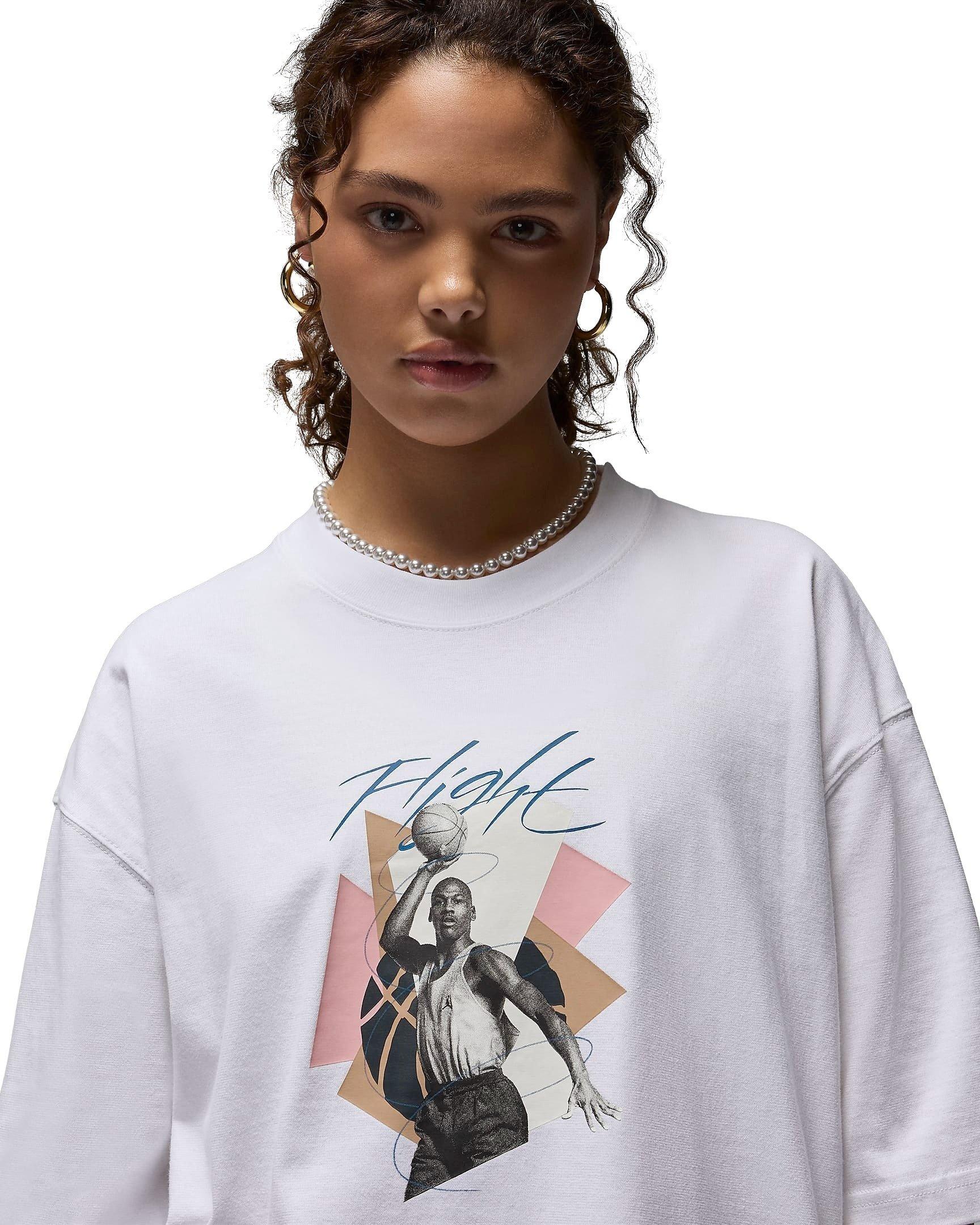 Jordan Women's Oversized Short Sleeve Graphic T-Shirt - WHITE Thumbnail View 3