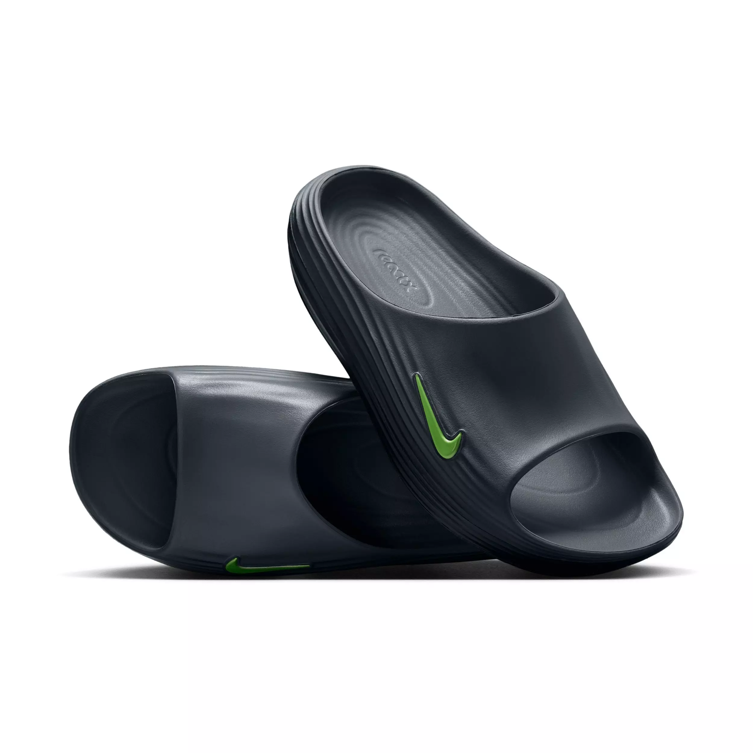 Nike ReactX Rejuven8 "Cool Grey/Black/Volt" Men's Slide - GREY/BLACK/VOLT