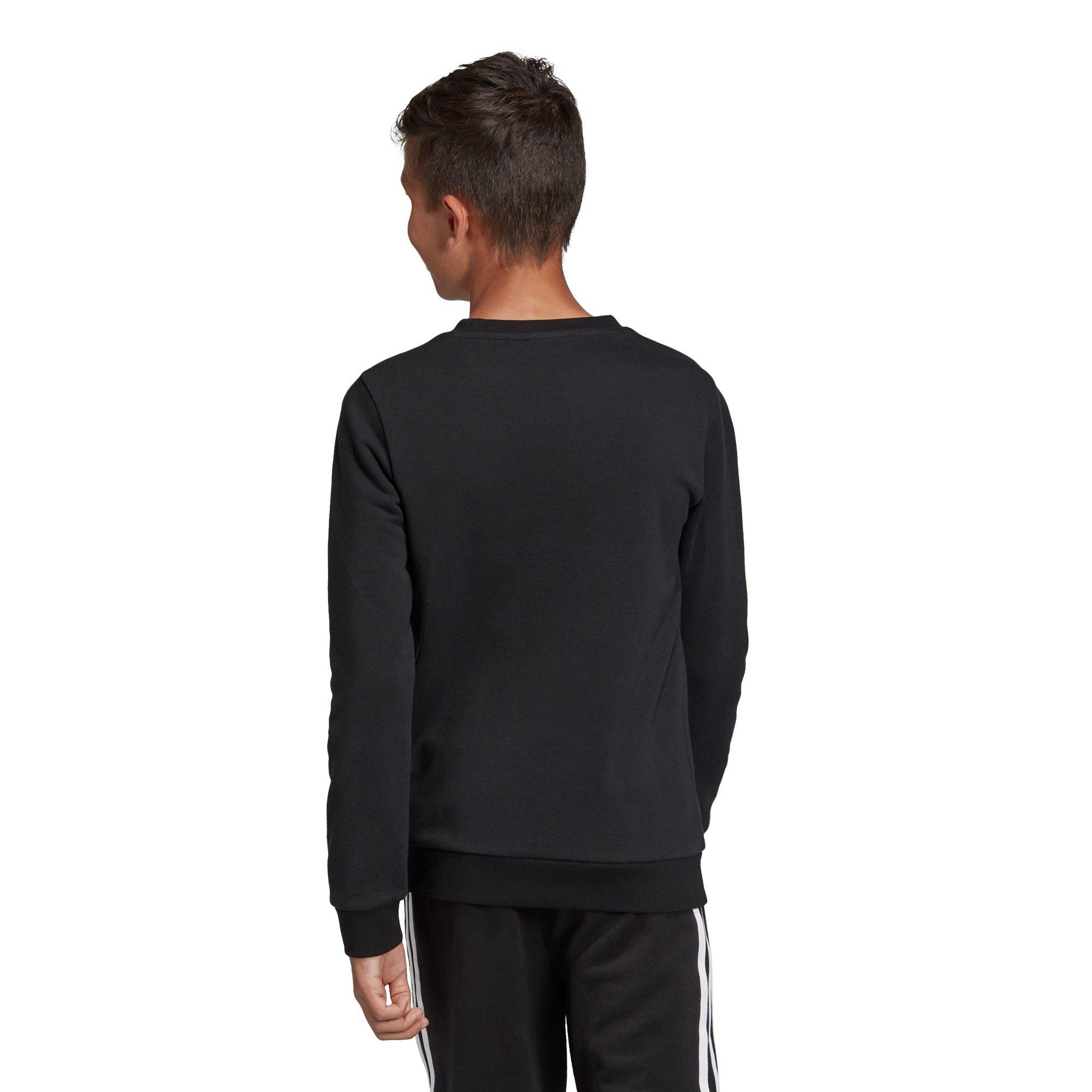 adidas Kids' Black/White Unisex Trefoil Crew Sweatshirt - BLACK/WHITE Thumbnail View 2