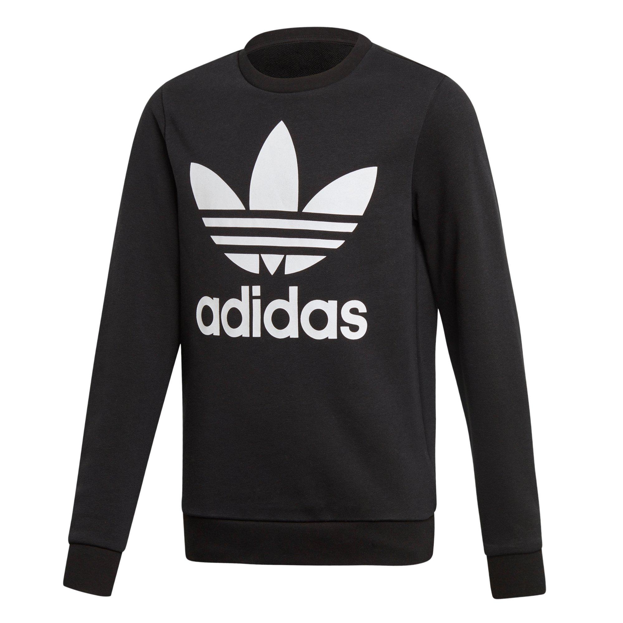 adidas Kids' Black/White Unisex Trefoil Crew Sweatshirt - BLACK/WHITE Thumbnail View 3