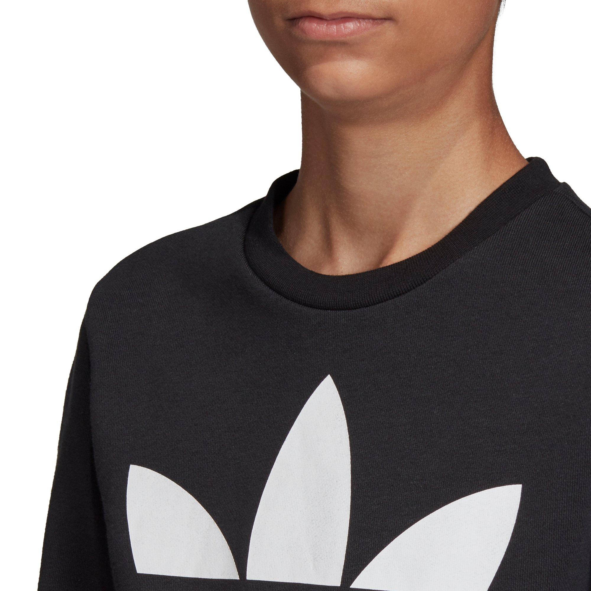adidas Kids' Black/White Unisex Trefoil Crew Sweatshirt - BLACK/WHITE Thumbnail View 5