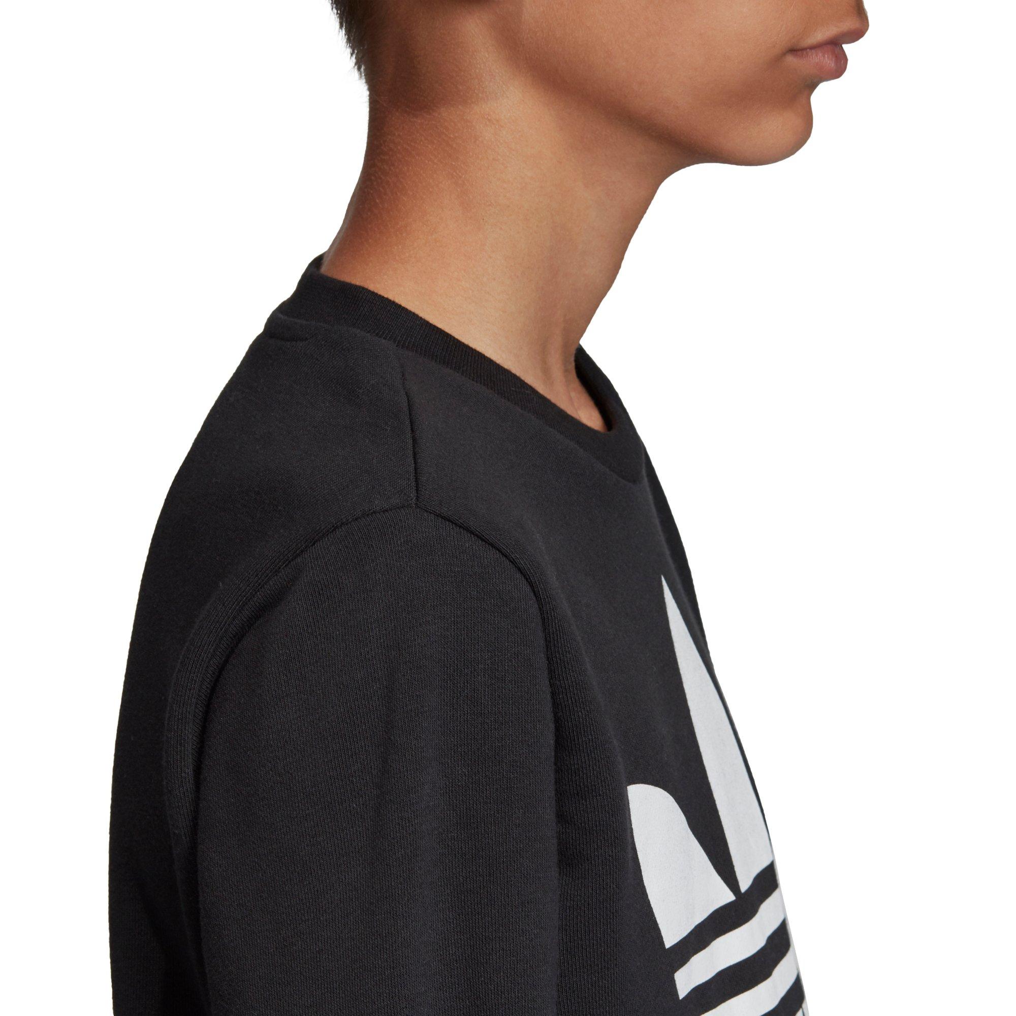 adidas Kids' Black/White Unisex Trefoil Crew Sweatshirt - BLACK/WHITE Thumbnail View 7