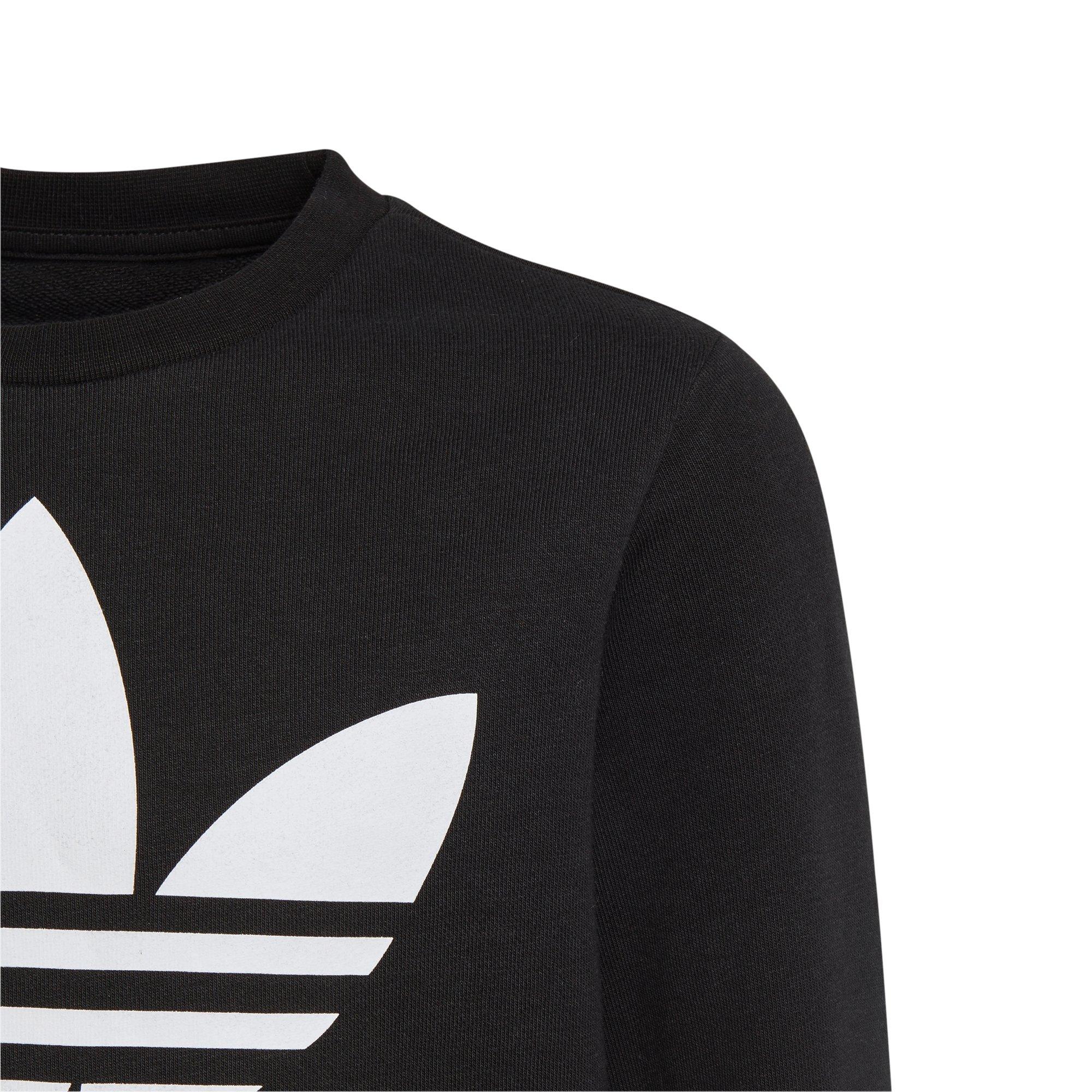 adidas Kids' Black/White Unisex Trefoil Crew Sweatshirt - BLACK/WHITE Thumbnail View 8