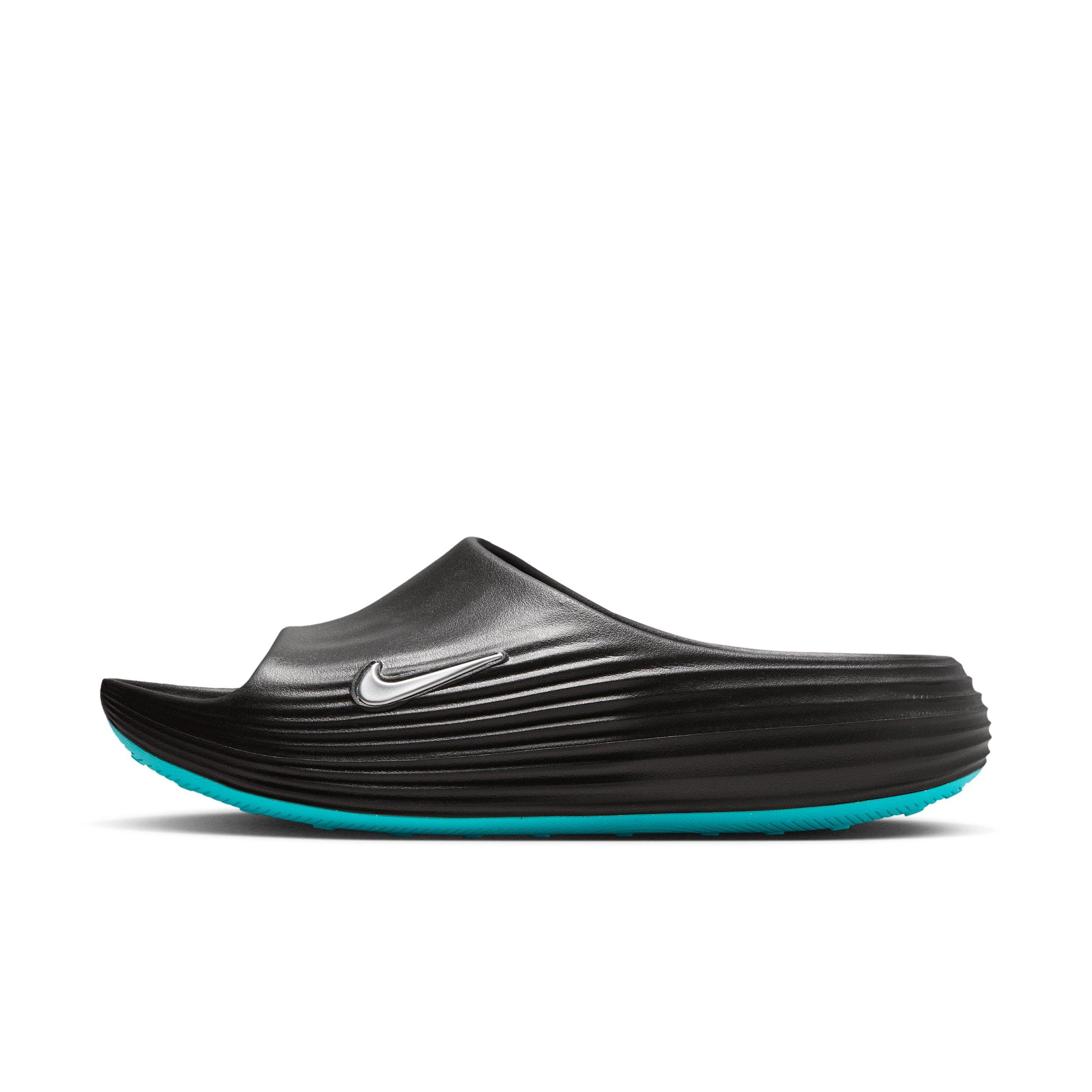 Nike ReactX Rejuven8 "Black/Gamma Blue/Metallic Silver" Men's Slide - BLACK/BLUE/SILVER Thumbnail View 2