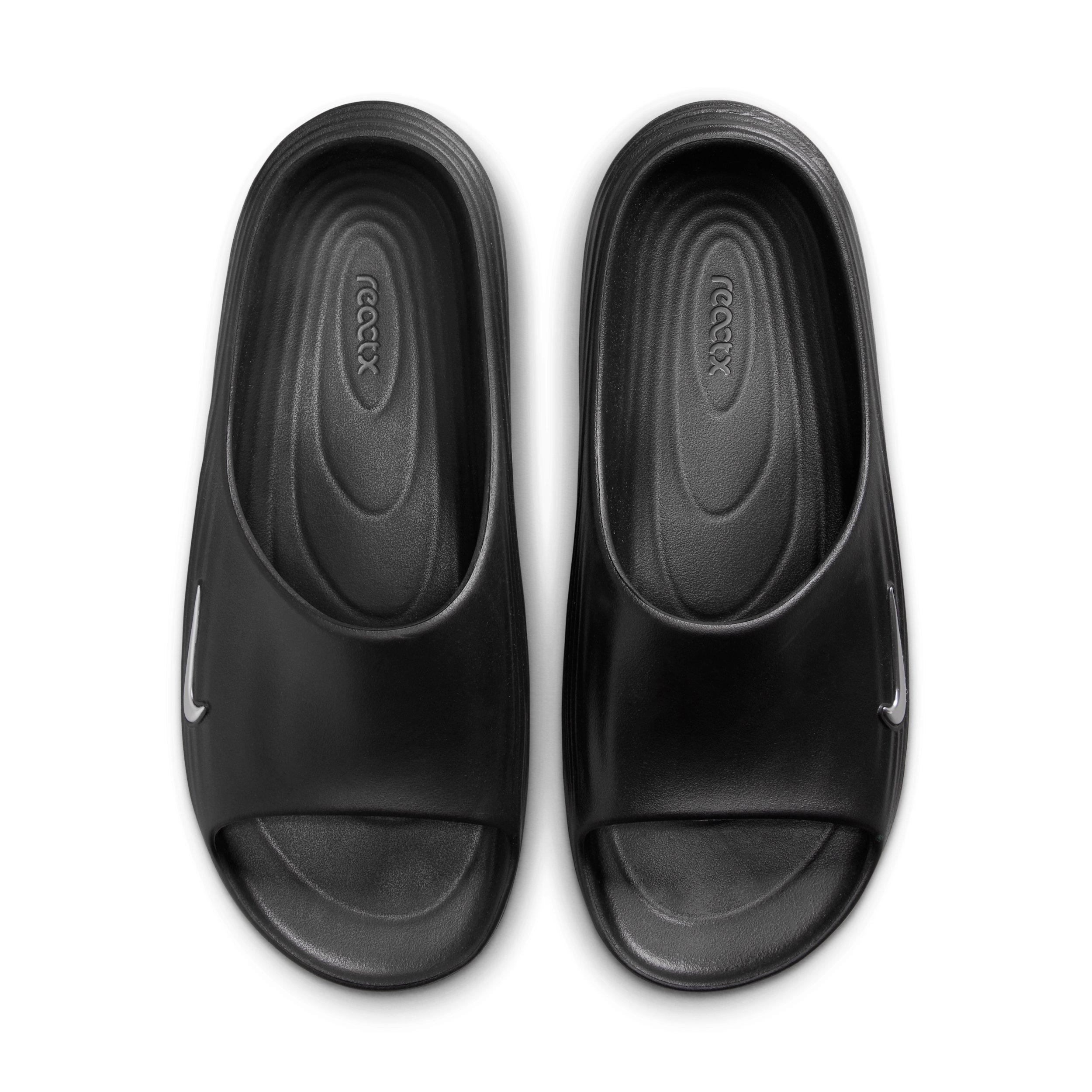 Nike ReactX Rejuven8 "Black/Gamma Blue/Metallic Silver" Men's Slide - BLACK/BLUE/SILVER Thumbnail View 4