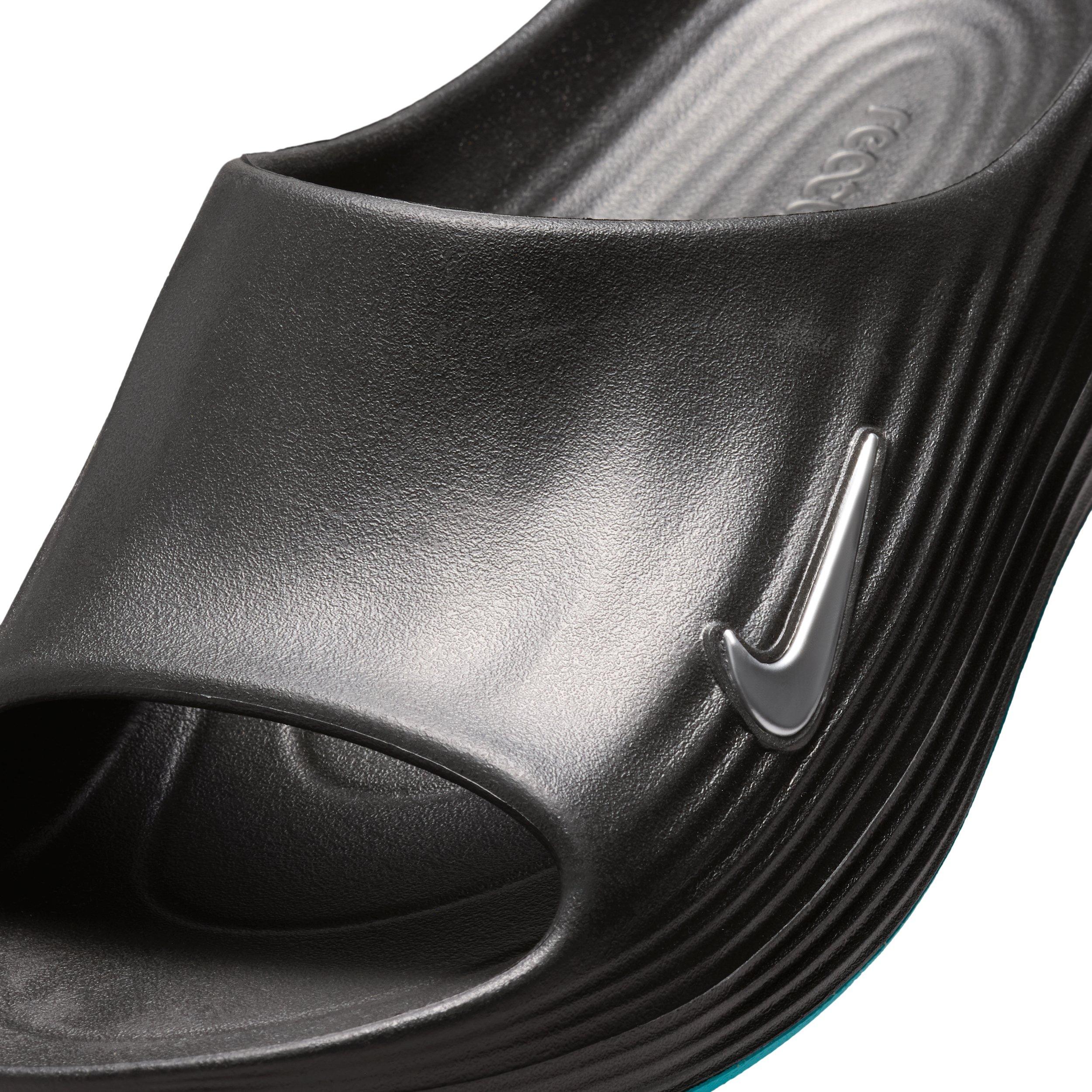 Nike ReactX Rejuven8 "Black/Gamma Blue/Metallic Silver" Men's Slide - BLACK/BLUE/SILVER Thumbnail View 6