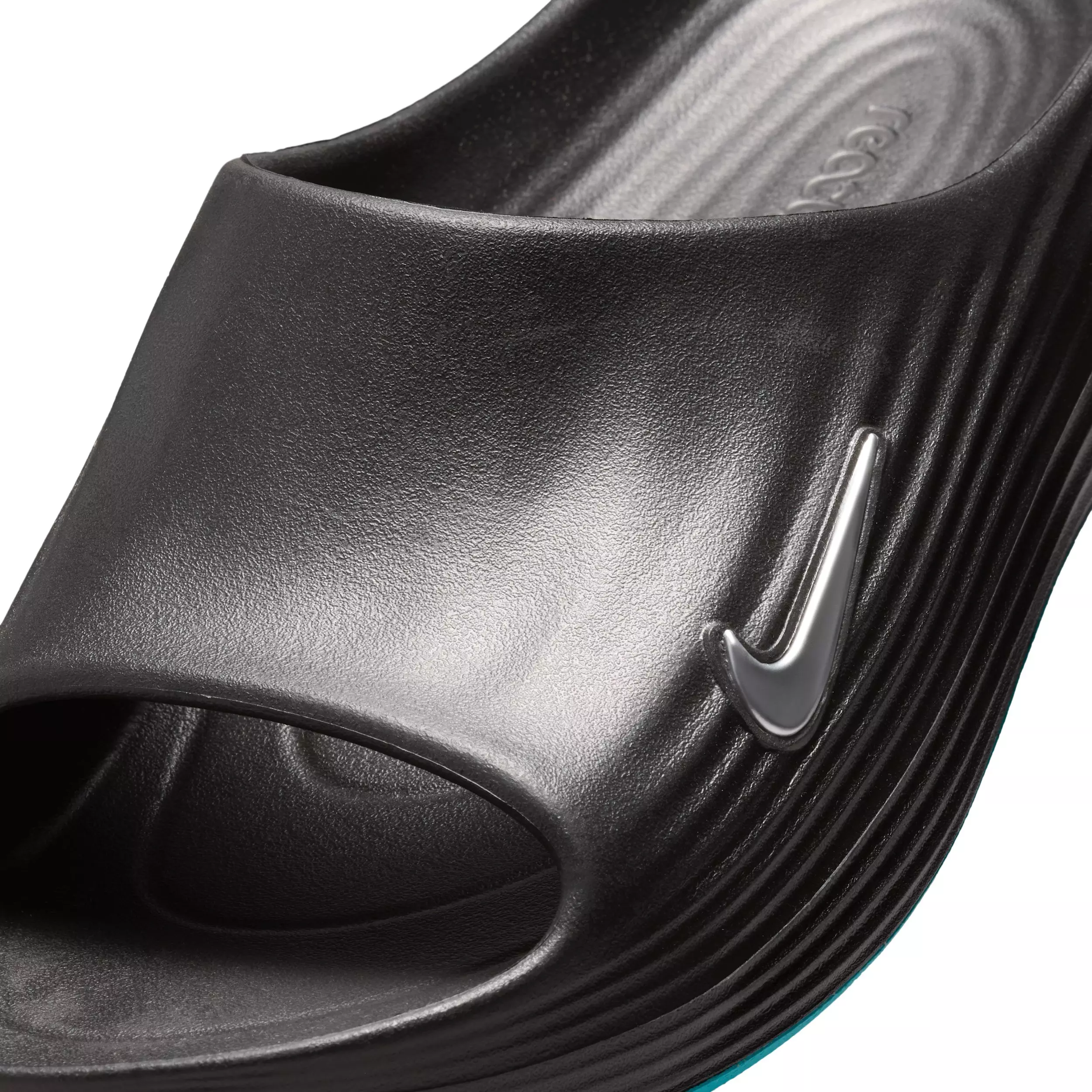 Nike ReactX Rejuven8 "Black/Gamma Blue/Metallic Silver" Men's Slide - BLACK/BLUE/SILVER