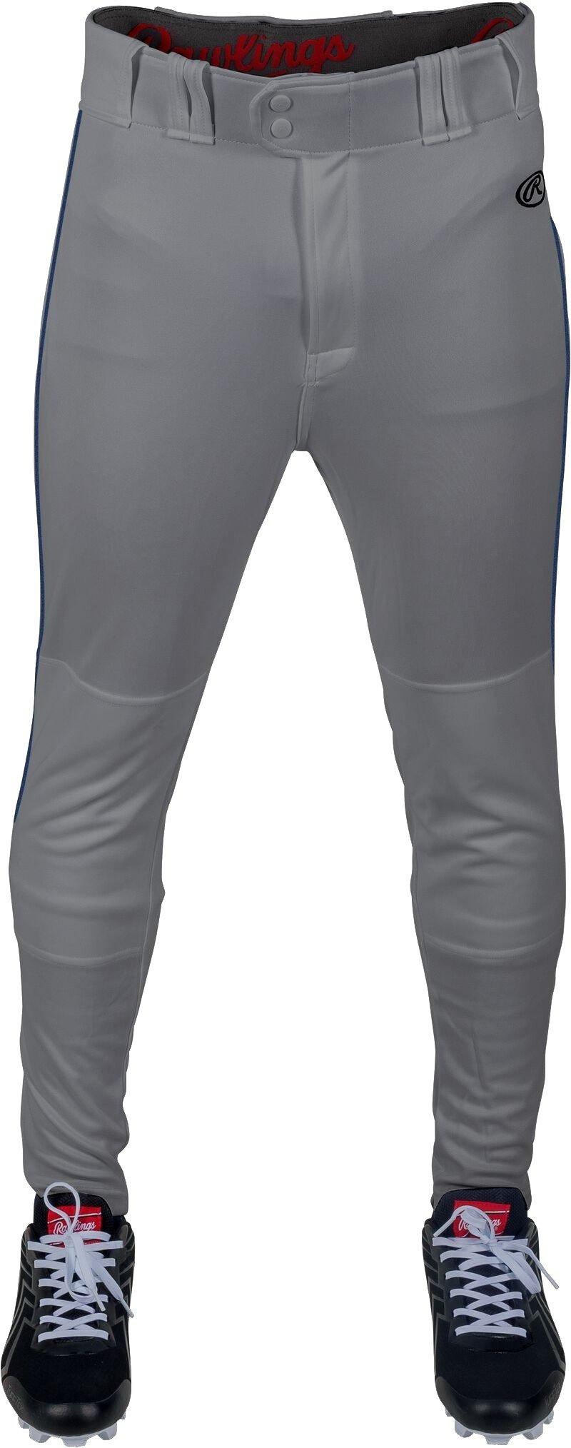 Rawlings Men's Launch Jogger Fit Piped Baseball Pants - Grey/Navy - GREY/NAVY Thumbnail View 1