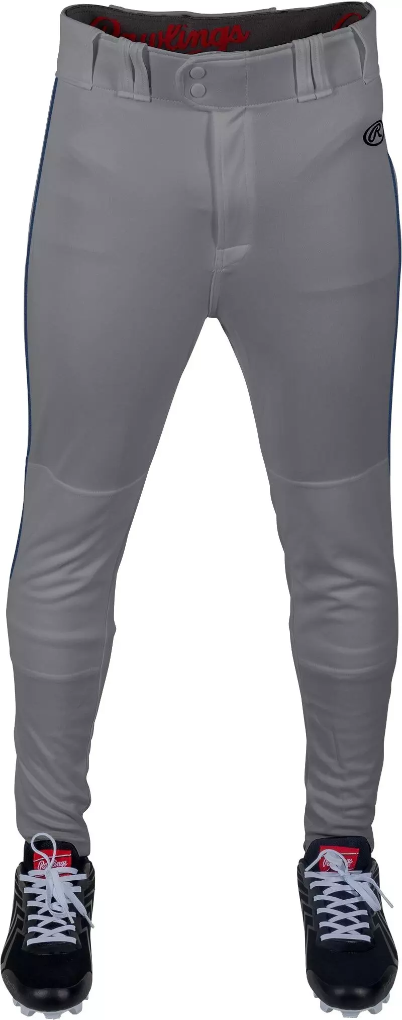 Rawlings Men's Launch Jogger Fit Piped Baseball Pants - Grey/Navy - GREY/NAVY