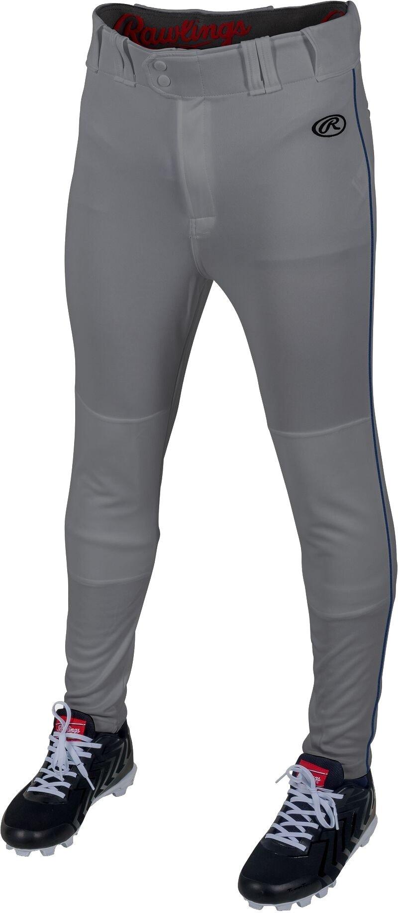 Rawlings Men's Launch Jogger Fit Piped Baseball Pants - Grey/Navy - GREY/NAVY Thumbnail View 3