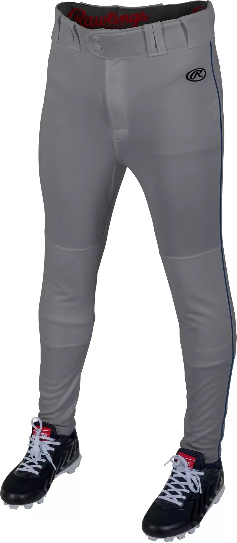 Rawlings Men's Launch Jogger Fit Piped Baseball Pants - Grey/Navy - GREY/NAVY