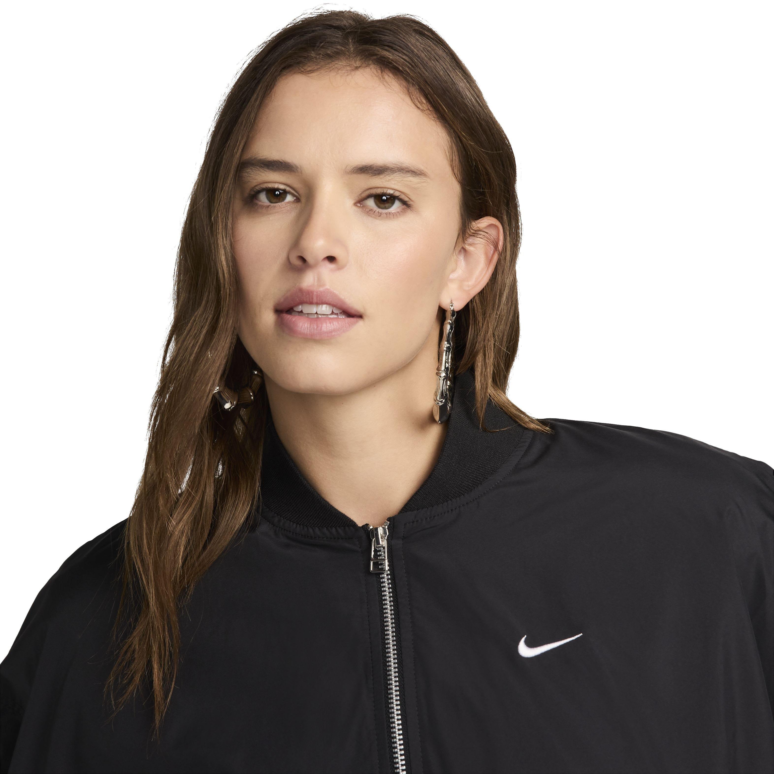 Nike Women's Essential Sportswear Oversized Bomber Jacket - BLACK Thumbnail View 3