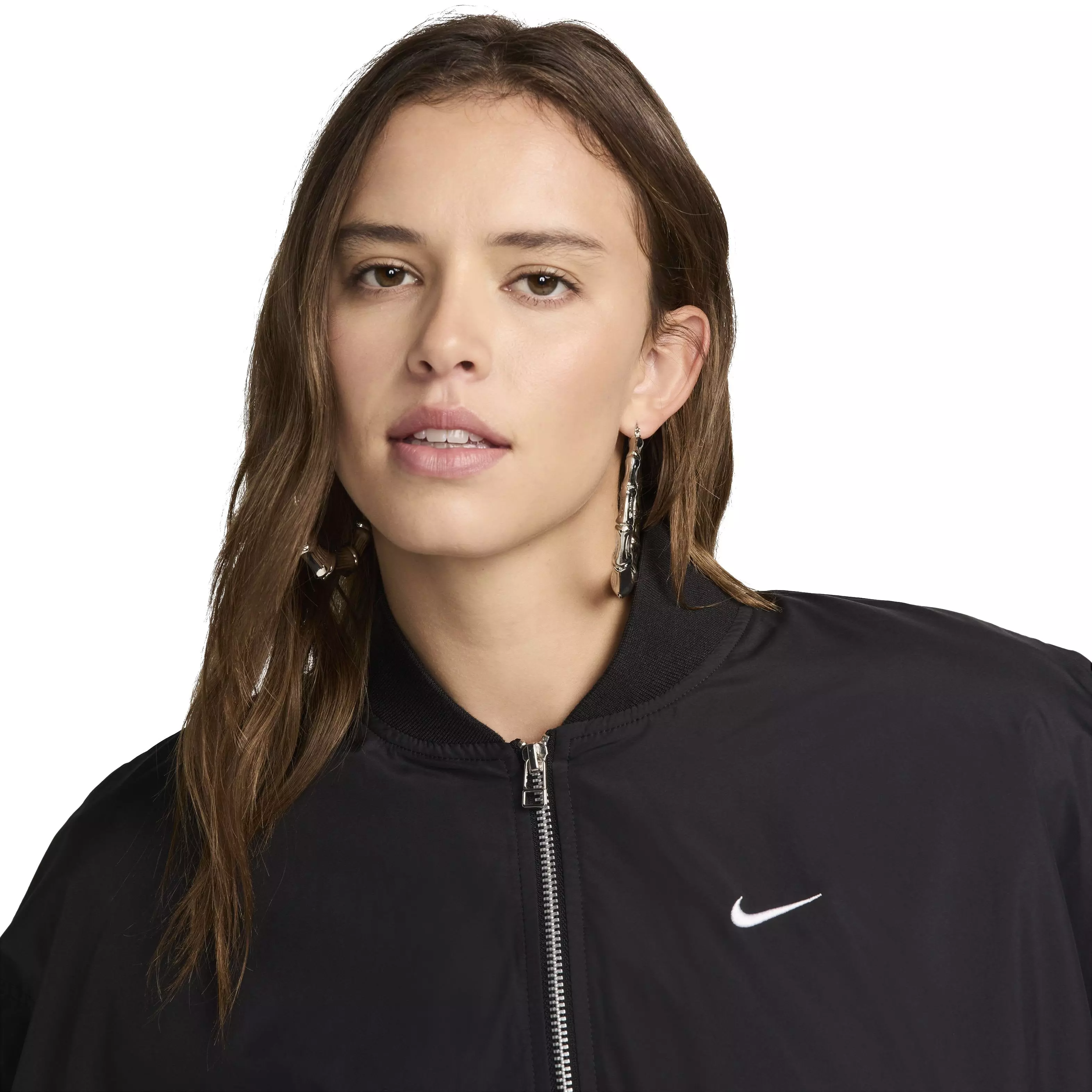 Nike Women's Essential Sportswear Oversized Bomber Jacket - BLACK