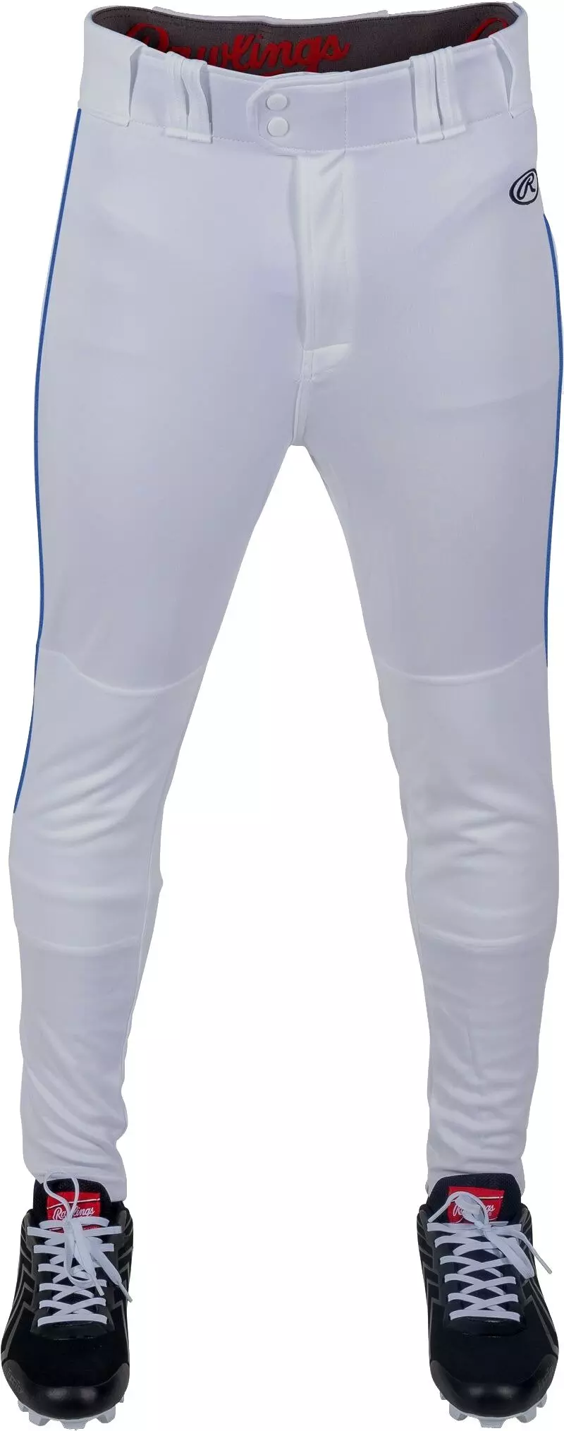 Rawlings Youth Launch Jogger Fit Piped Baseball Pants - White/Royal - WHITE/ROYAL