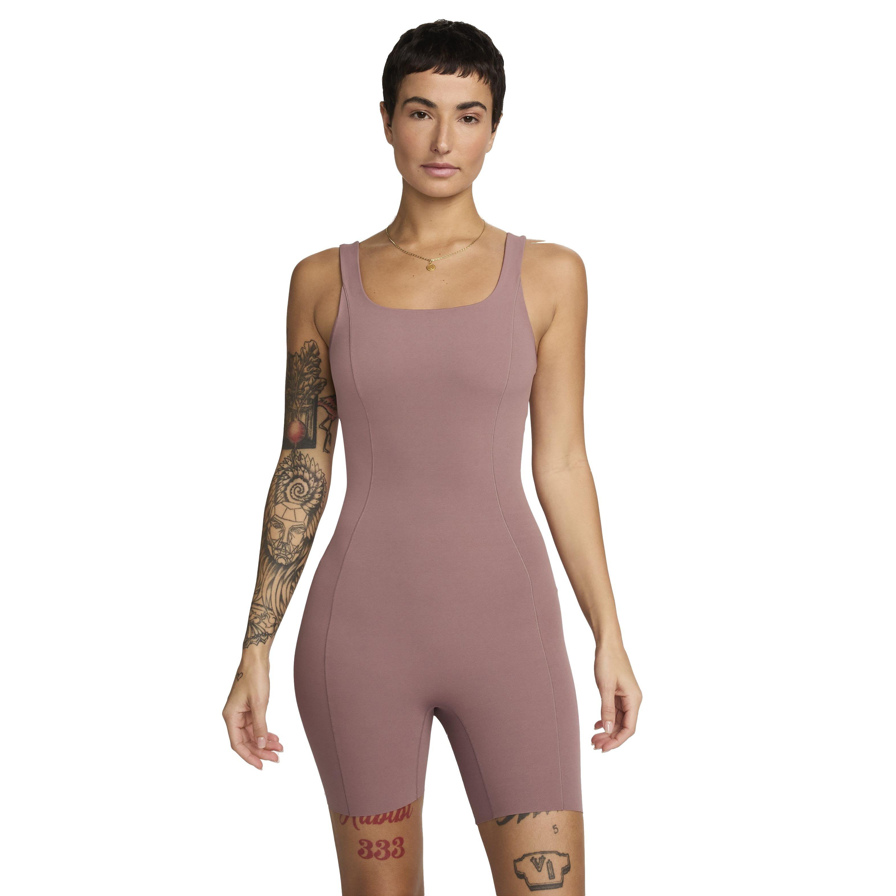 Nike Women's Zenvy Dri-FIT Short Bodysuit - PURPLE Thumbnail View 1