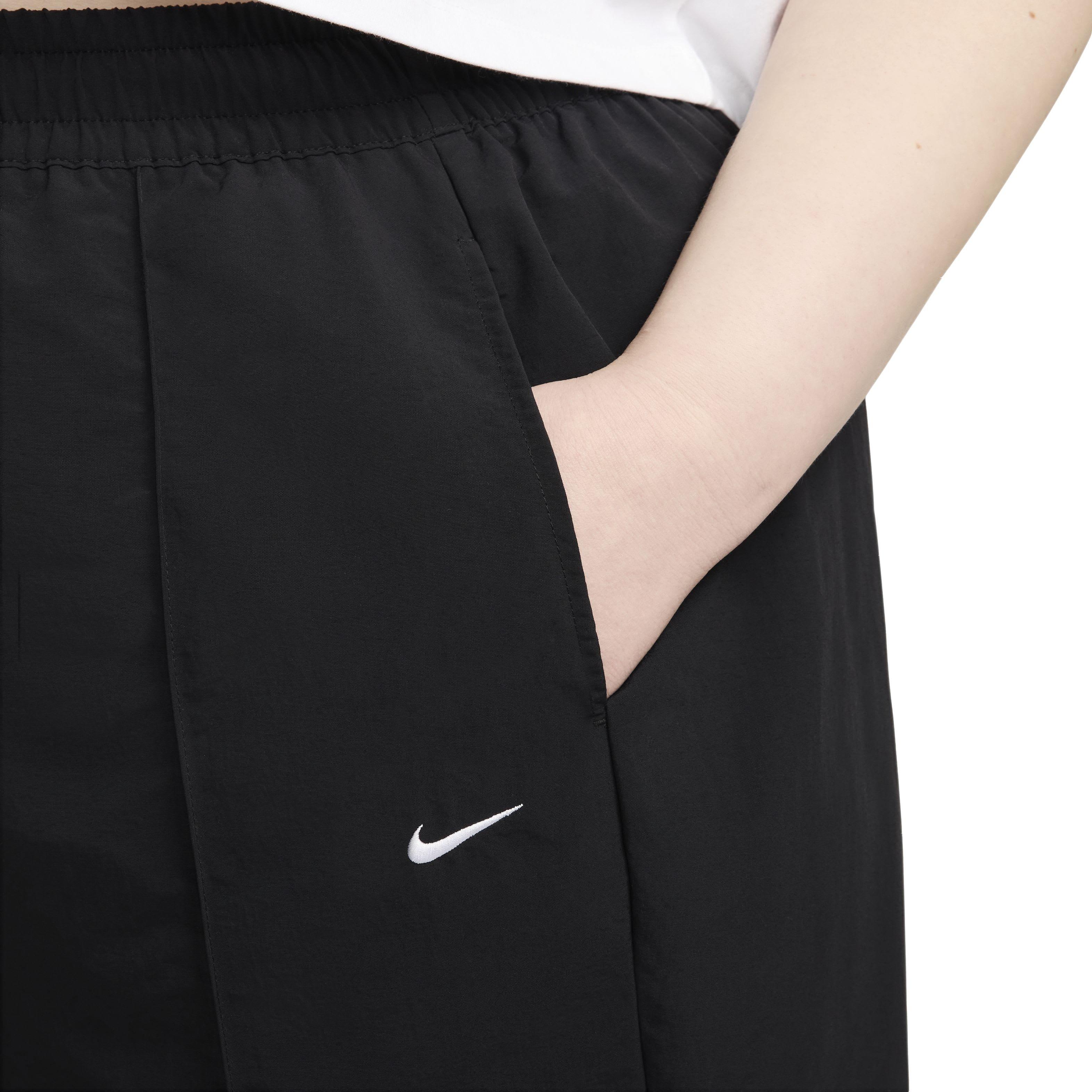 Nike Women's Sportswear Everything Wovens Mid-Rise Open-Hem Pants - BLACK Thumbnail View 4