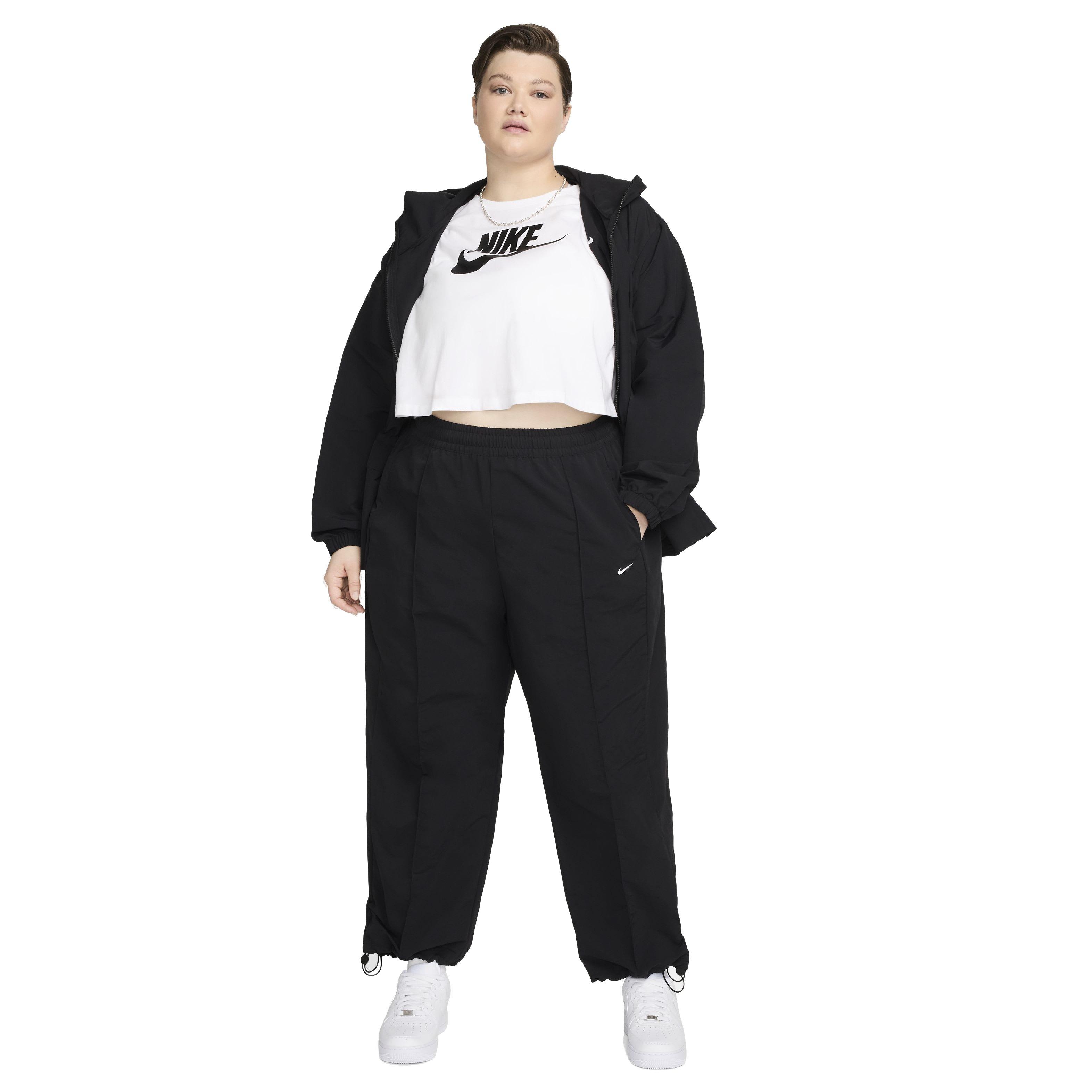 Nike Women's Sportswear Everything Wovens Mid-Rise Open-Hem Pants - BLACK Thumbnail View 7