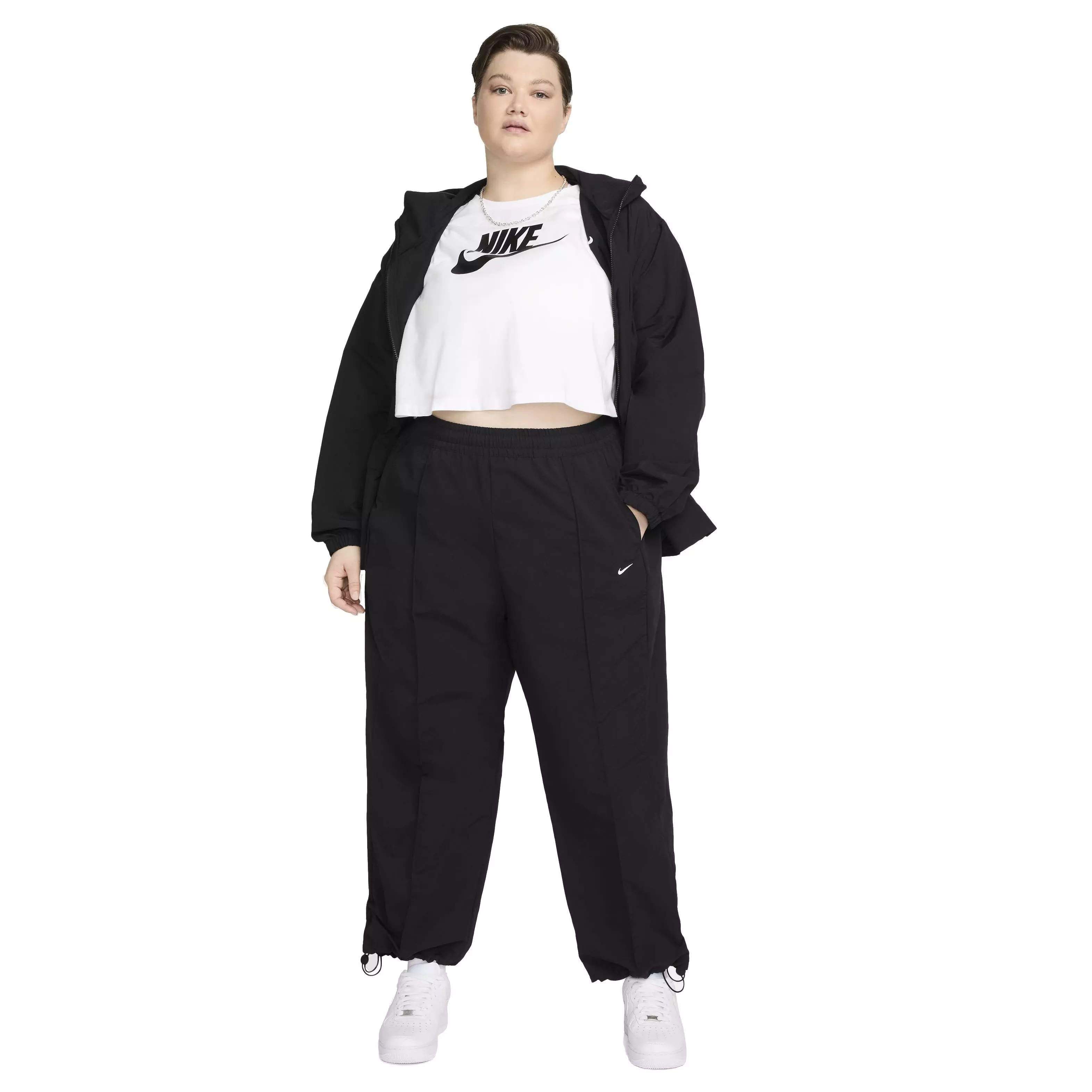 Nike Women's Sportswear Everything Wovens Mid-Rise Open-Hem Pants - BLACK