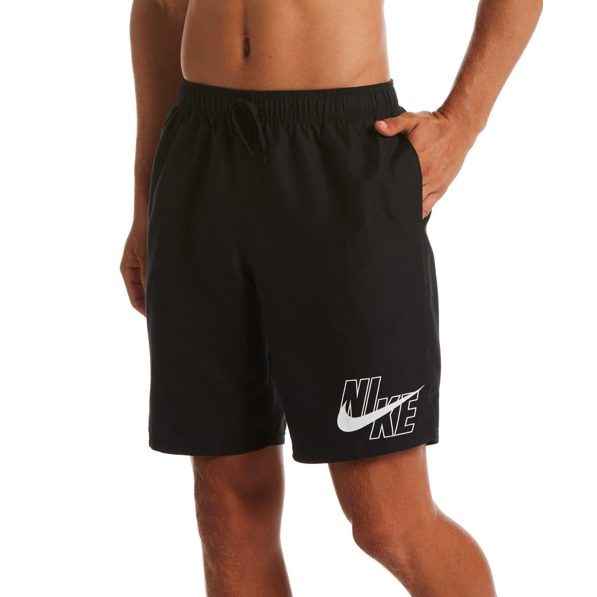 Nike Men's Swim Logo Lap 9" Volley Shorts - BLACK Thumbnail View 3