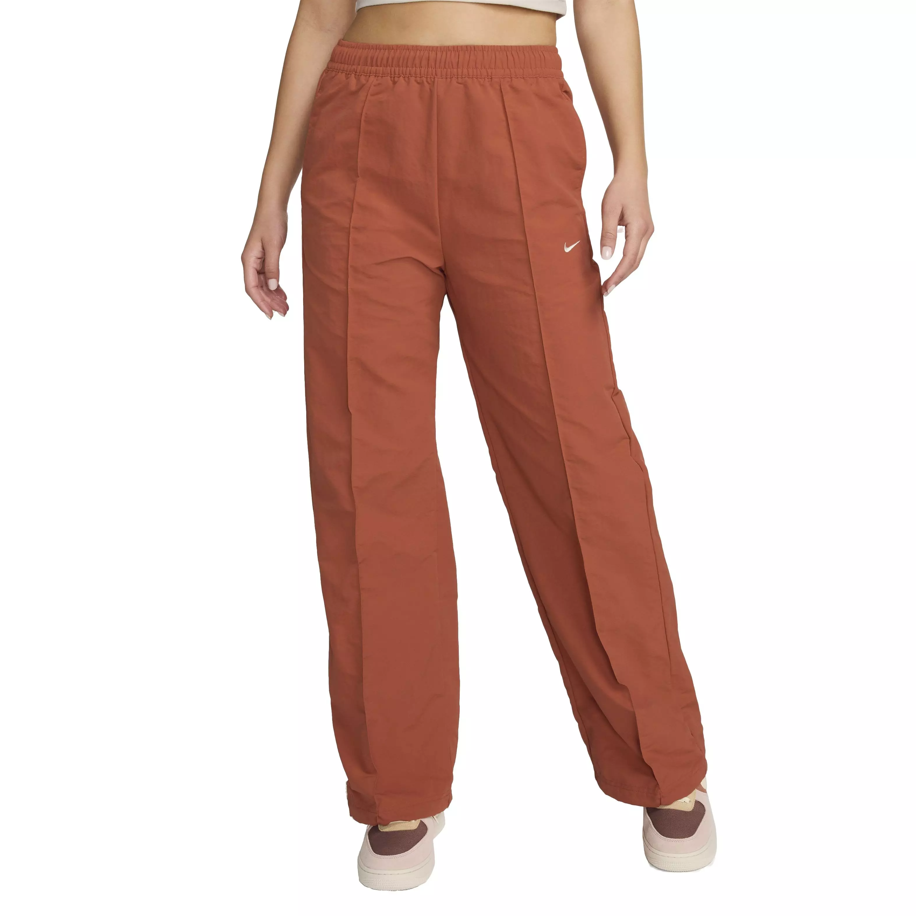 Nike Women's Sportswear Everything Wovens Mid-Rise Open-Hem Pants - ORANGE