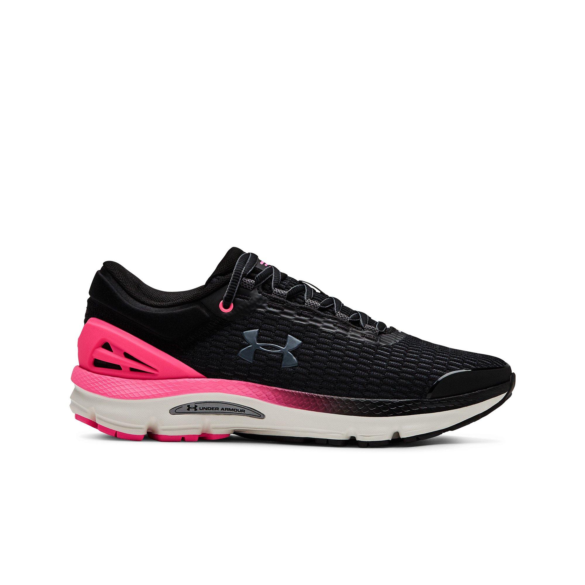 women's black and pink under armour shoes