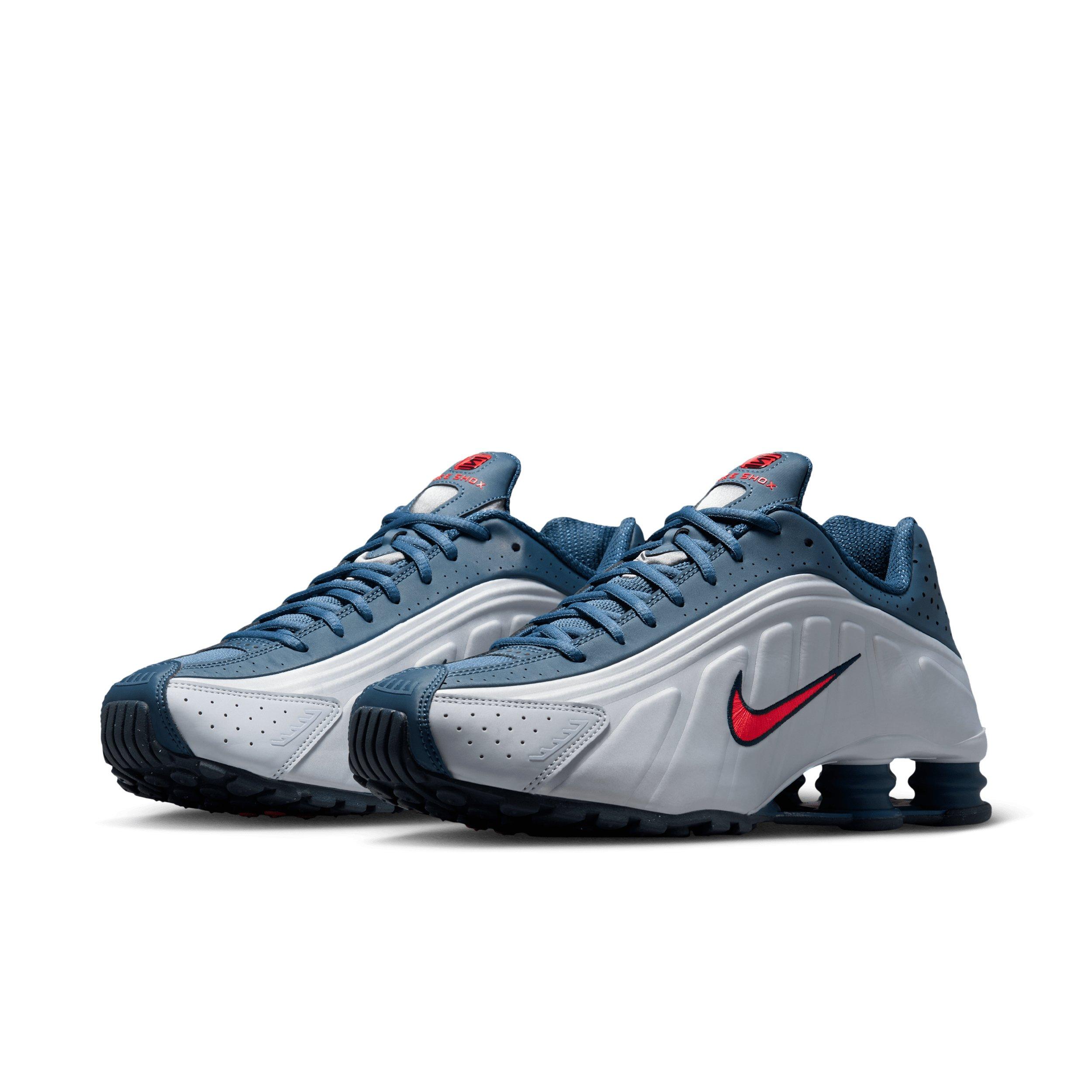 Nike Shox R4 "Football Grey/New Slate/Blue Eclipse/Bright Crimson" Men's Shoe - GREY/SLATE/BLUE/CRIMSON Thumbnail View 3
