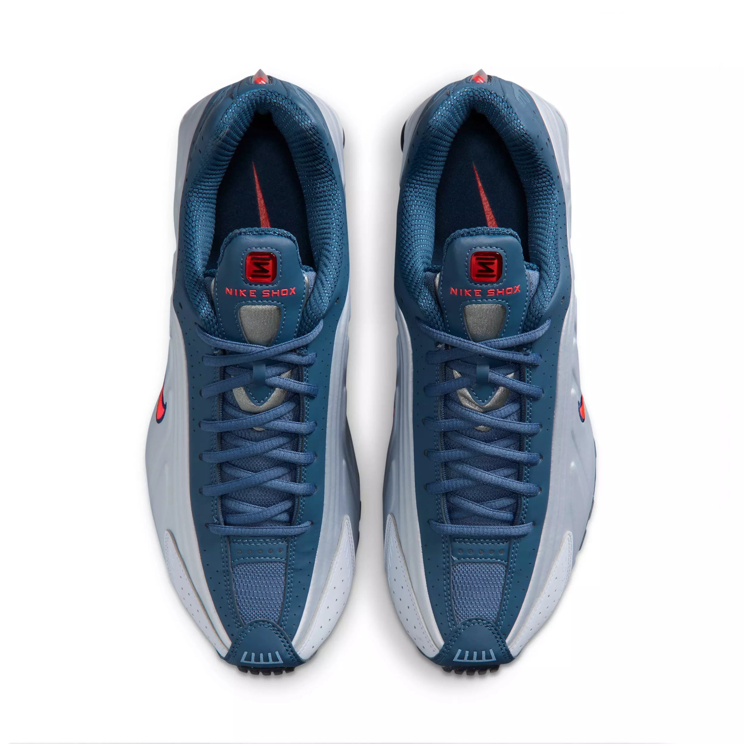 Nike Shox R4 "Football Grey/New Slate/Blue Eclipse/Bright Crimson" Men's Shoe - GREY/SLATE/BLUE/CRIMSON