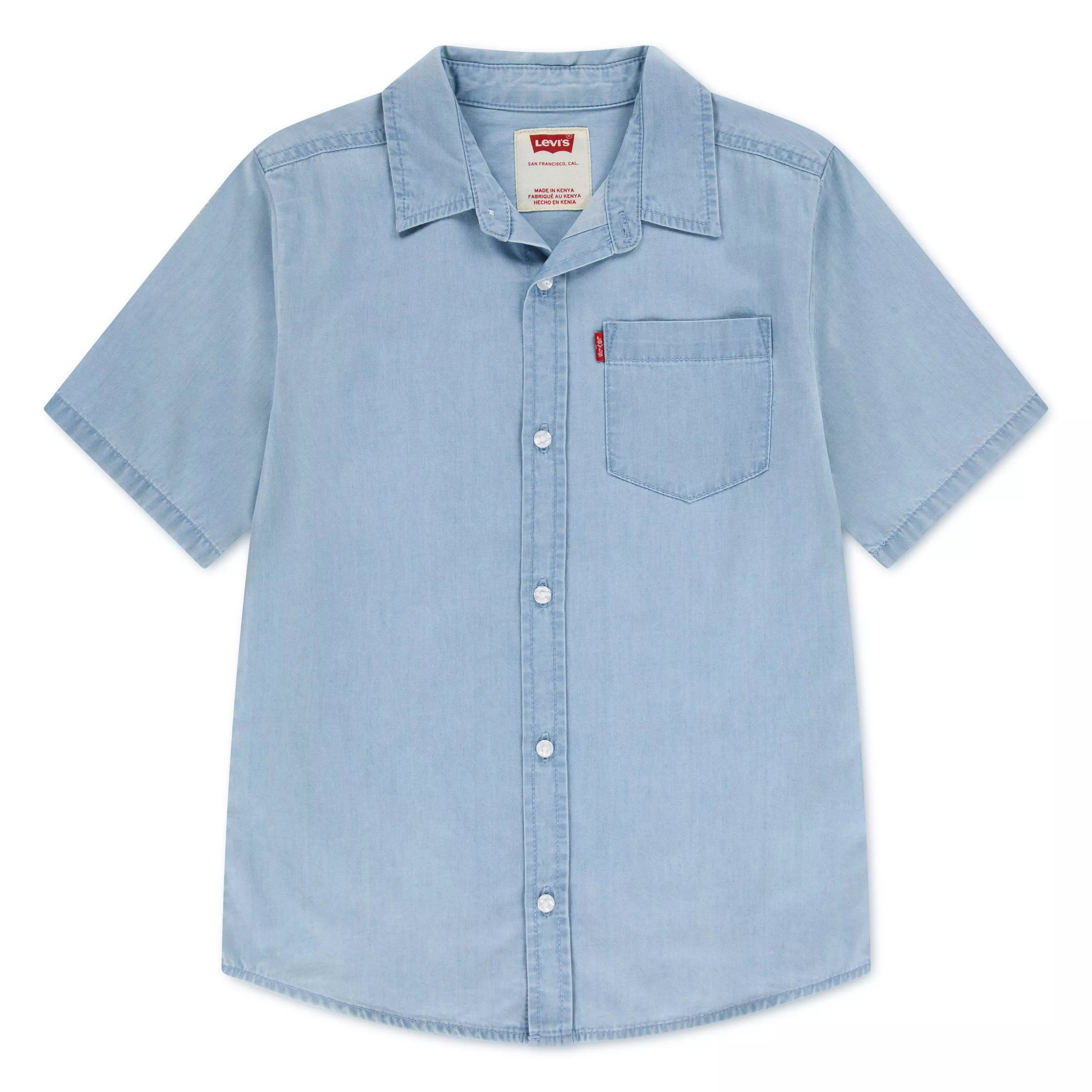 Levi's Little Boys' Pocket Woven Short Sleeve Shirt - Blue - BLUE