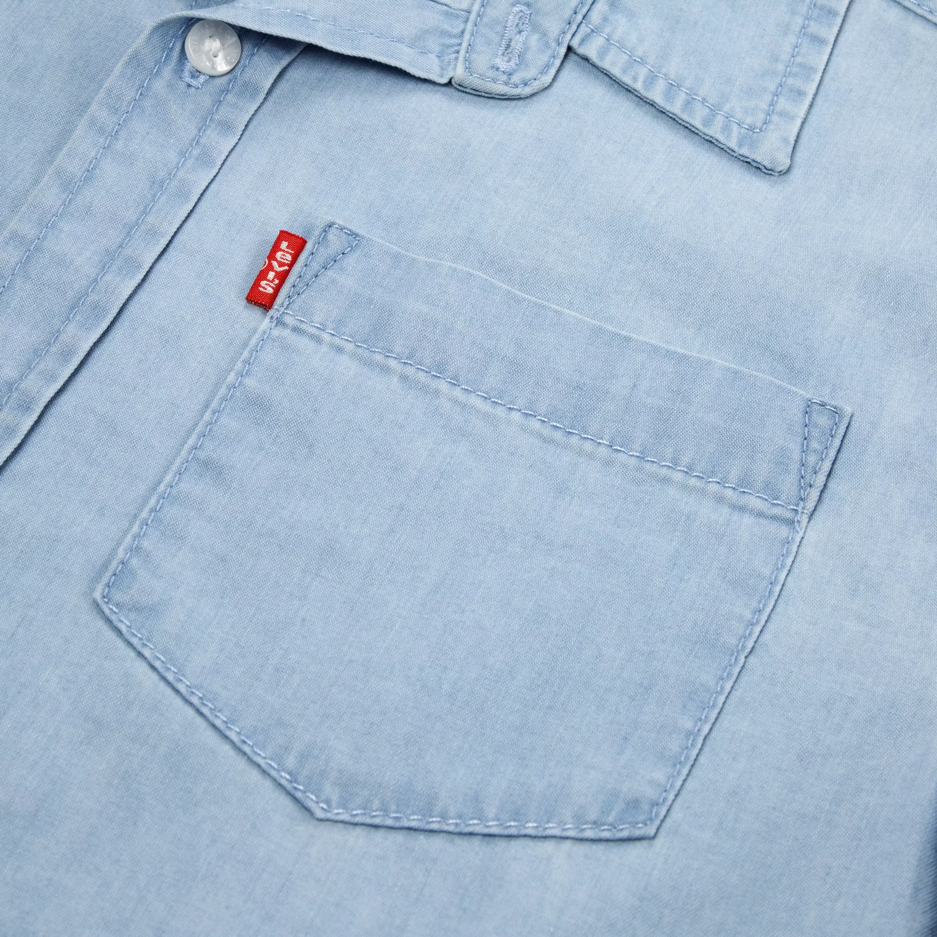 Levi's Little Boys' Pocket Woven Short Sleeve Shirt - Blue - BLUE