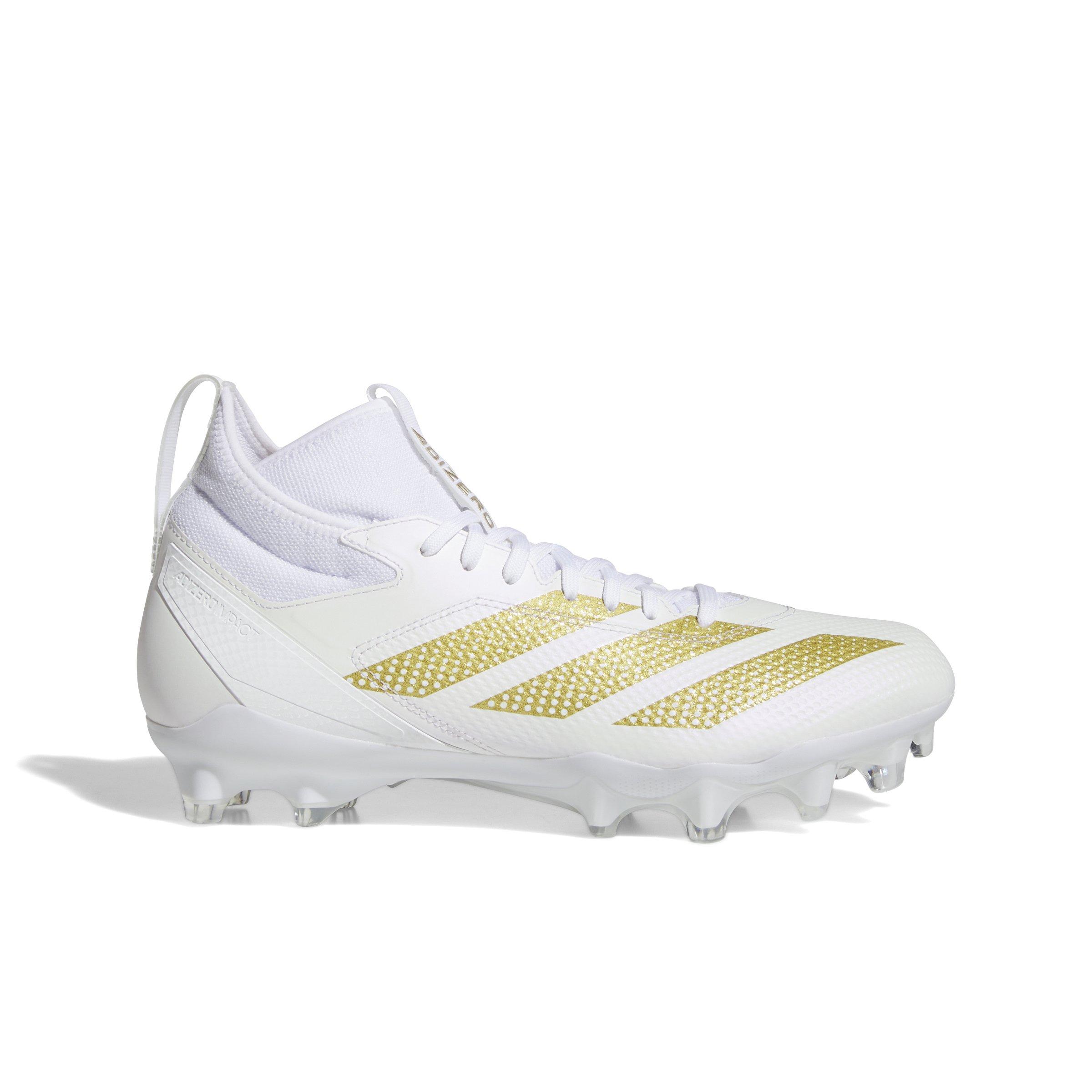 adidas Adizero Impact "Ftwr White/Gold Metallic/Ftwr White" Unisex Football Cleat - WHITE/GOLD/WHITE Thumbnail View 1