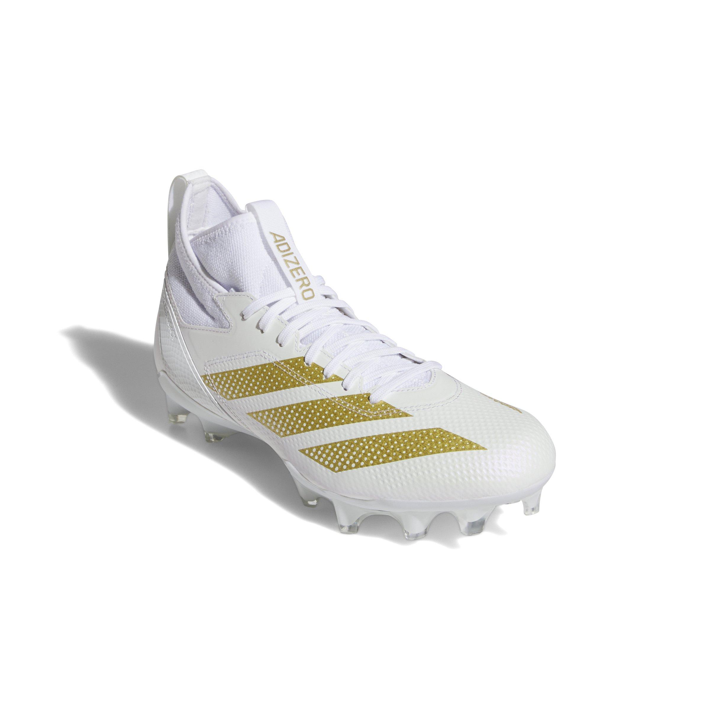 adidas Adizero Impact "Ftwr White/Gold Metallic/Ftwr White" Unisex Football Cleat - WHITE/GOLD/WHITE Thumbnail View 3
