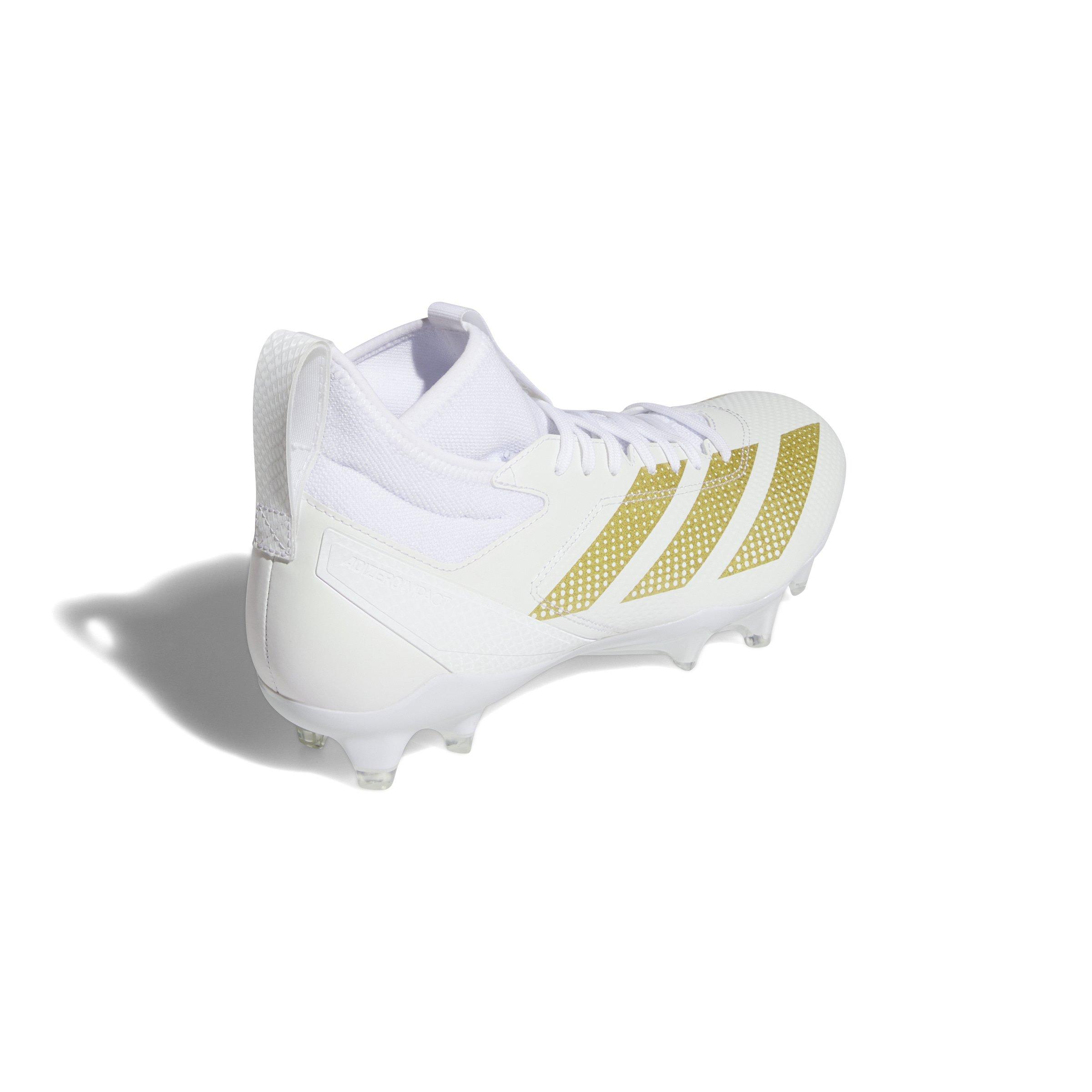 adidas Adizero Impact "Ftwr White/Gold Metallic/Ftwr White" Unisex Football Cleat - WHITE/GOLD/WHITE Thumbnail View 4