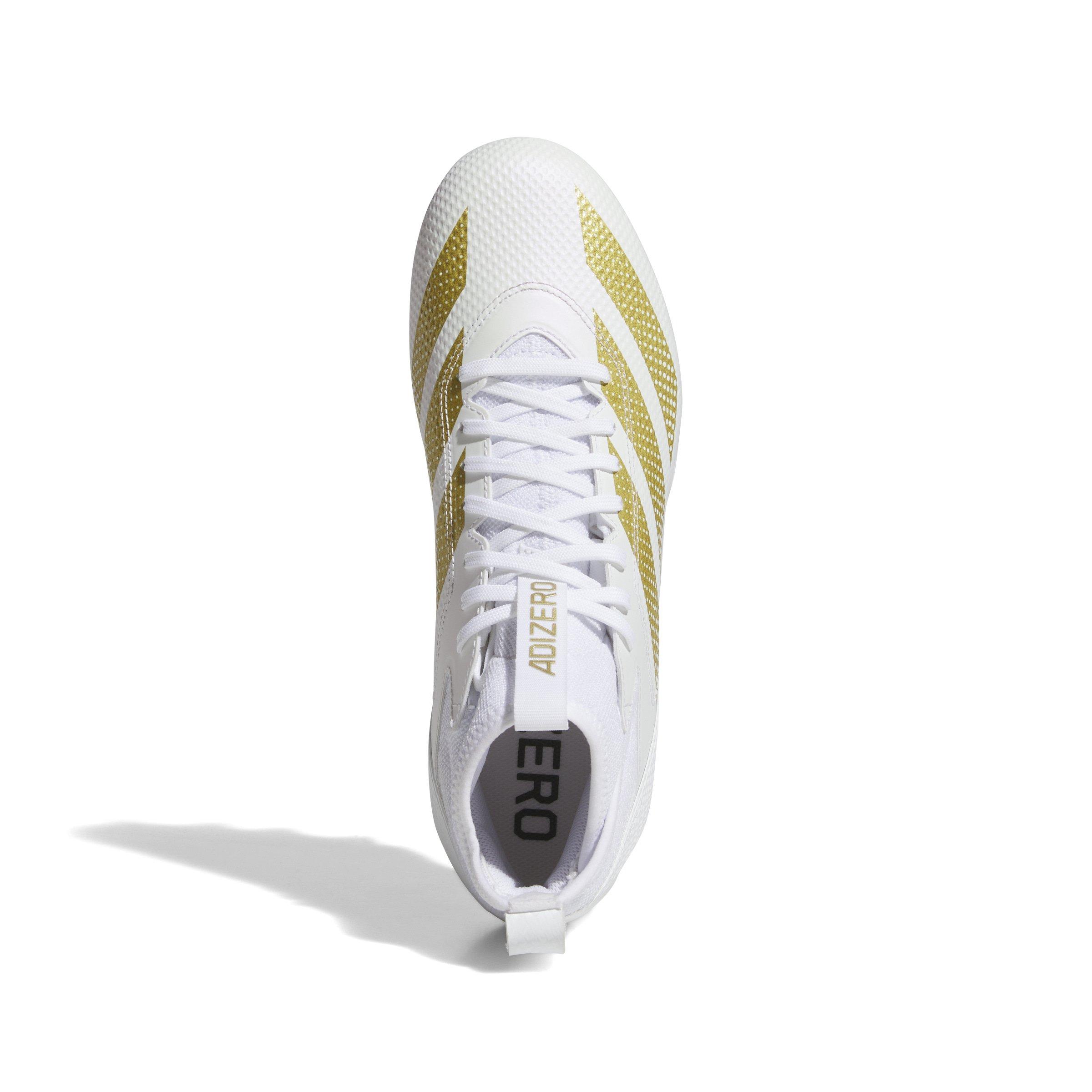 adidas Adizero Impact "Ftwr White/Gold Metallic/Ftwr White" Unisex Football Cleat - WHITE/GOLD/WHITE Thumbnail View 5