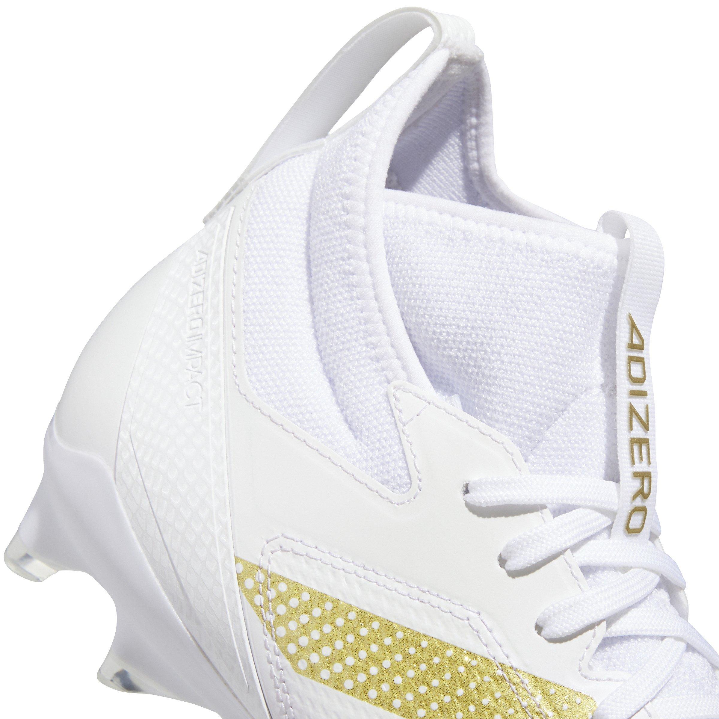 adidas Adizero Impact "Ftwr White/Gold Metallic/Ftwr White" Unisex Football Cleat - WHITE/GOLD/WHITE Thumbnail View 7