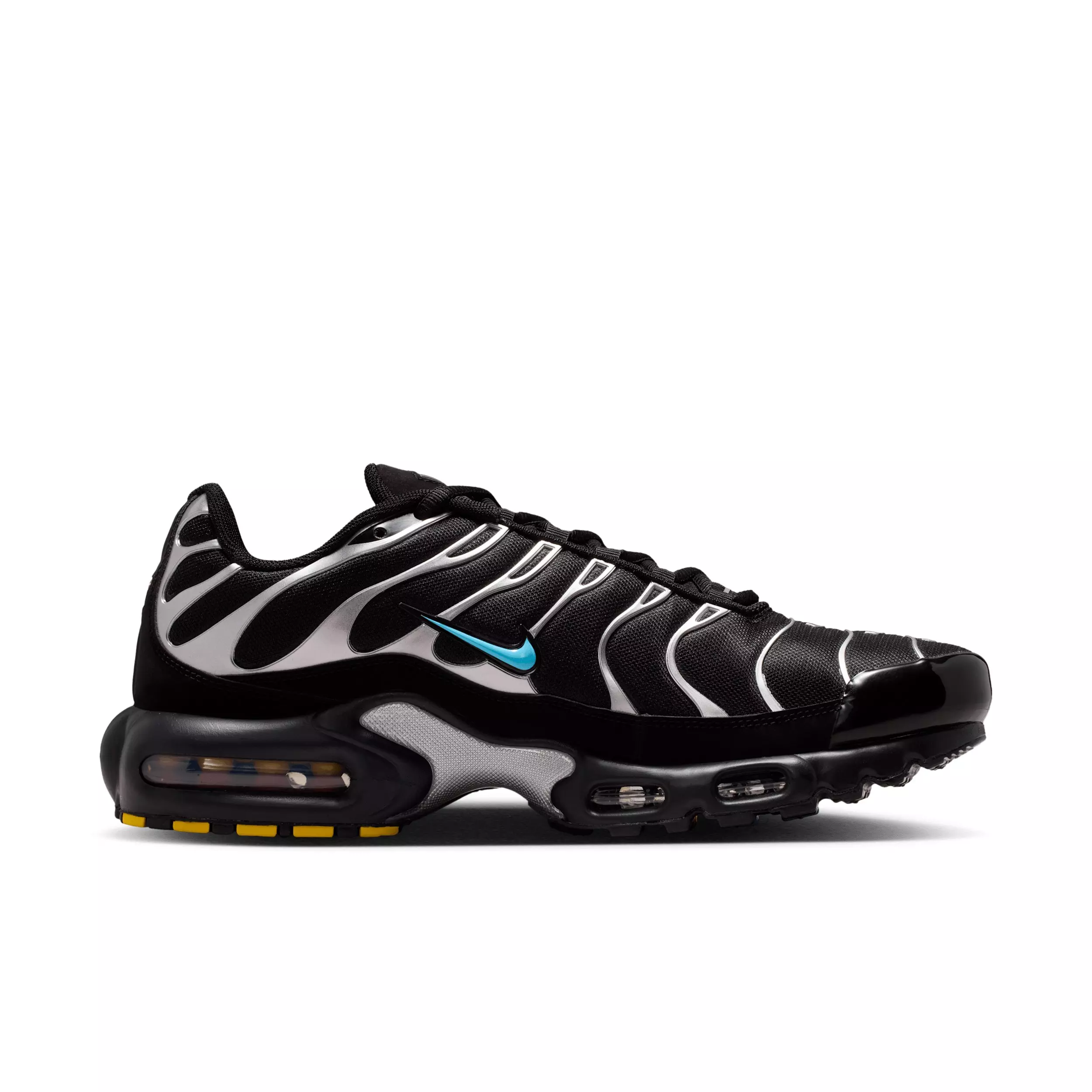 Nike Air Max Plus Premium "Black/Chrome/Gamma Blue" Men's Shoe - BLACK/CHROME/BLUE