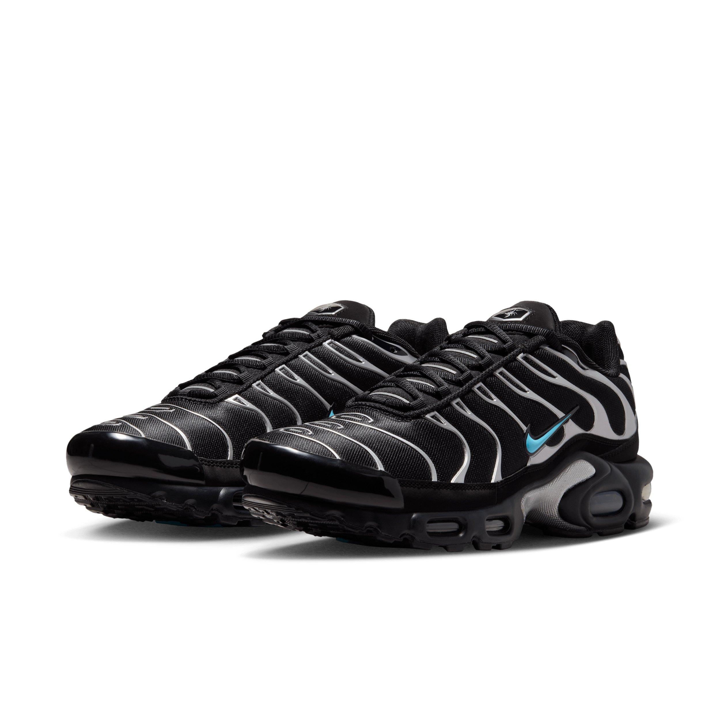 Nike Air Max Plus Premium "Black/Chrome/Gamma Blue" Men's Shoe - BLACK/CHROME/BLUE Thumbnail View 3