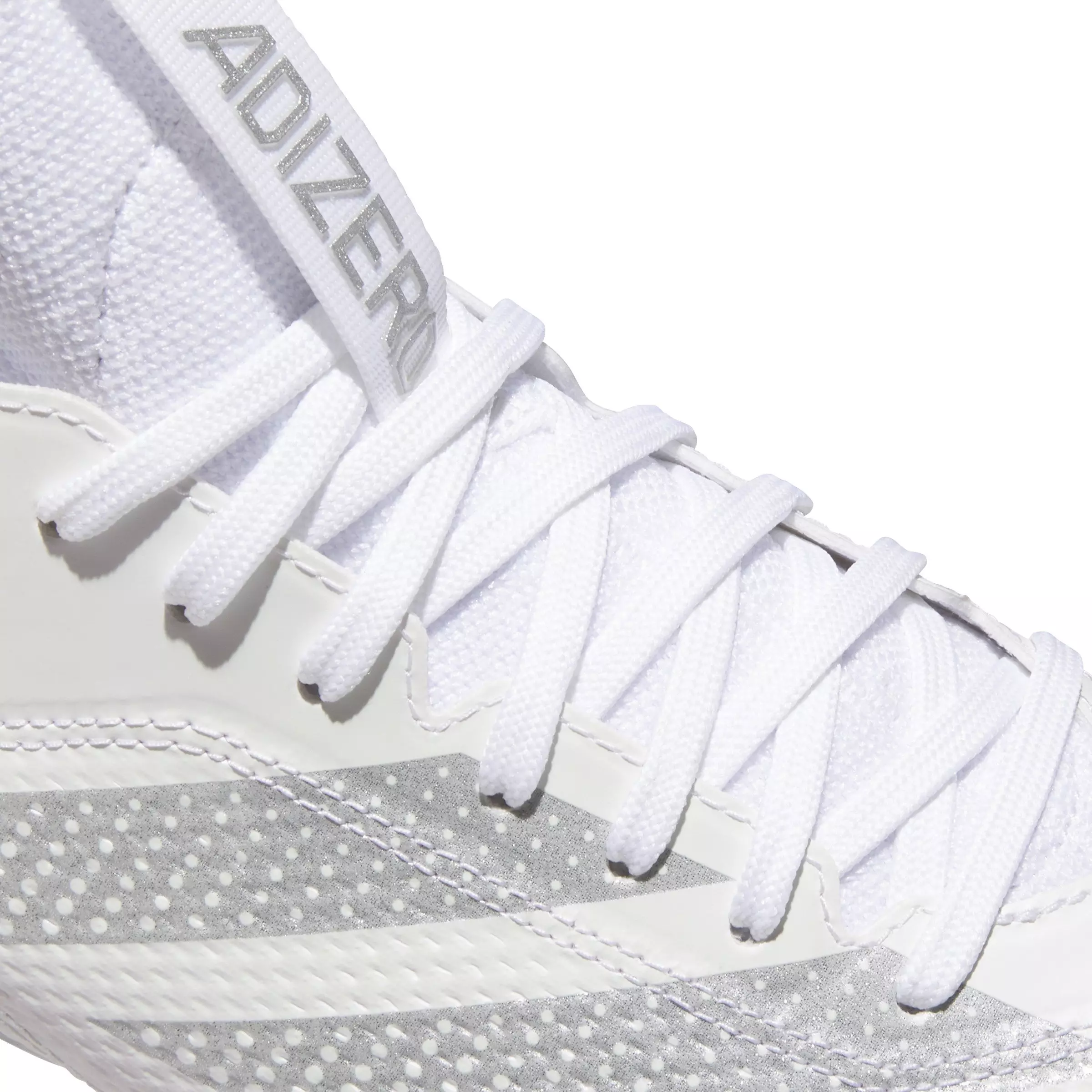 adidas Adizero Impact "Ftwr White/Silver Metallic/Ftwr White" Unisex Football Cleat - WHITE/SILVER/WHITE