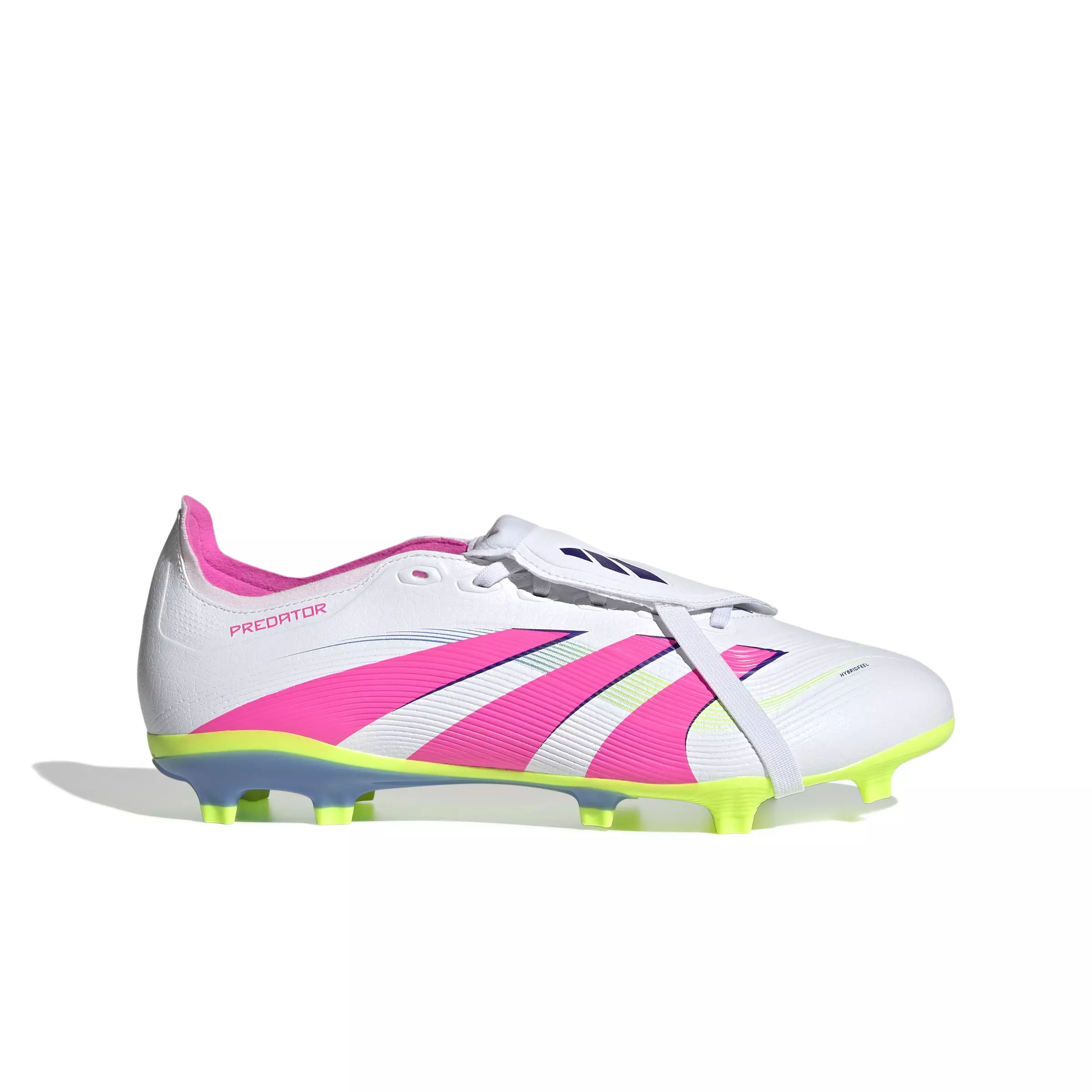 adidas Predator League Fold-Over Tongue MG "Ftwr White/Lucid Pink/Lucid Lemon" Unisex Soccer Cleat - WHITE/PINK/LEMON